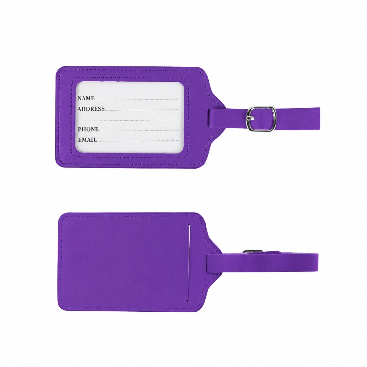 PU Leather Window Luggage Tag — Purple