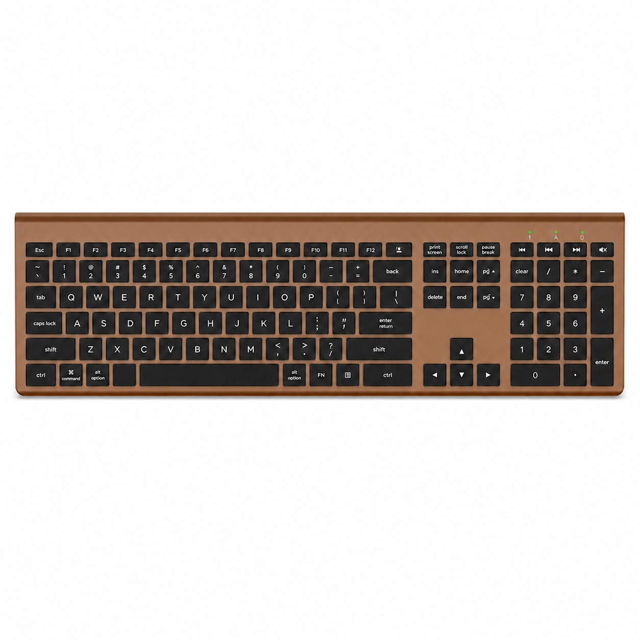 Full Size Rechargeable Wireless Keyboard — Copper Brown