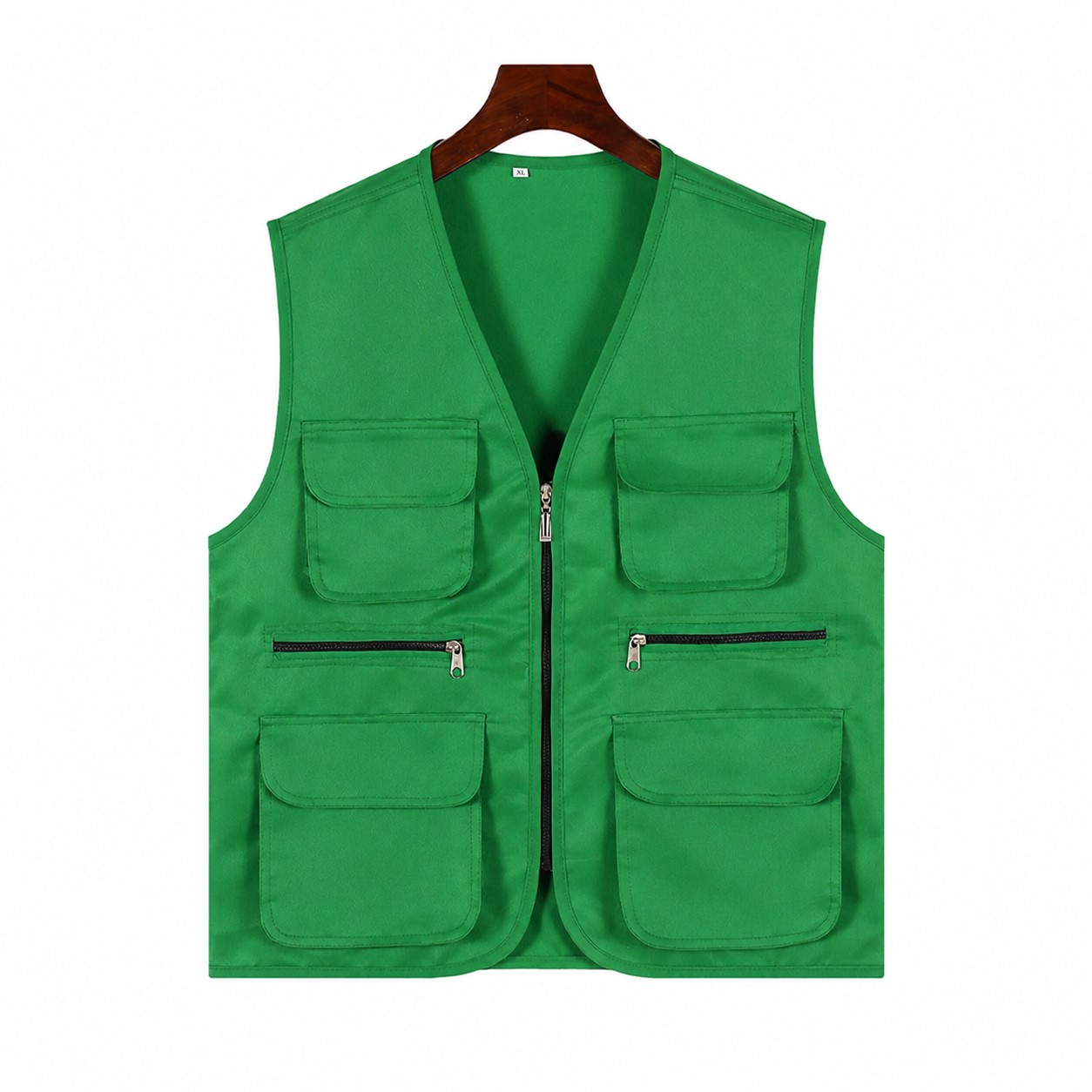 Zippered Multi Pocket Outdoor Vest — Green
