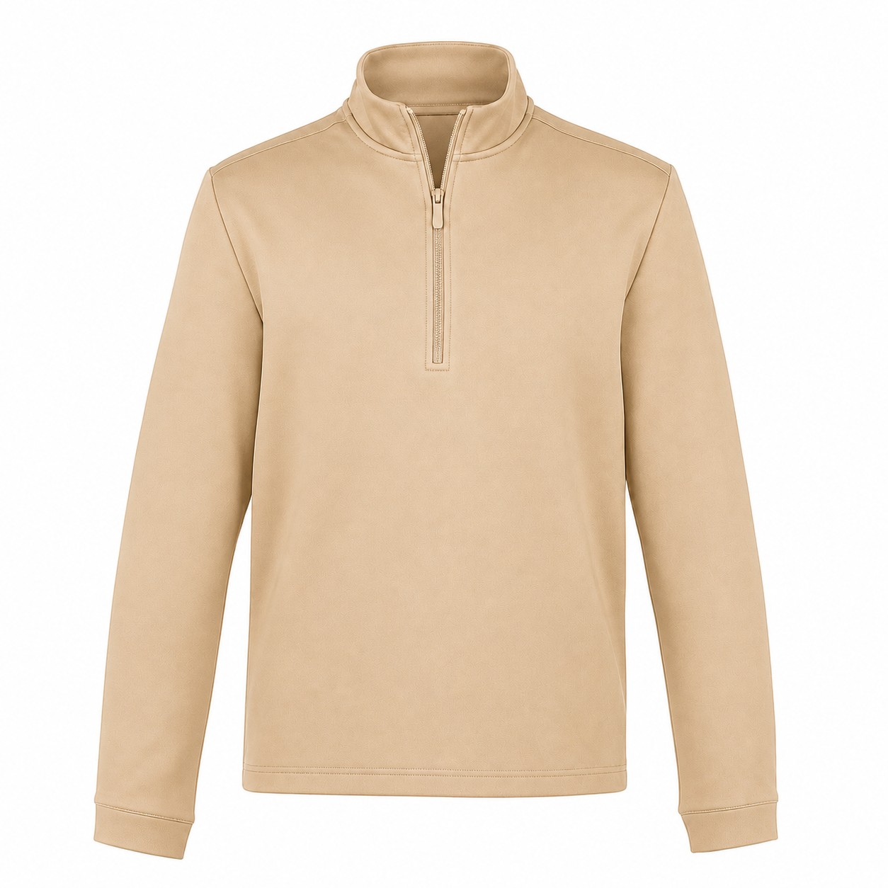 Men's Fleece Mock Neck Pullover — Tan Beige