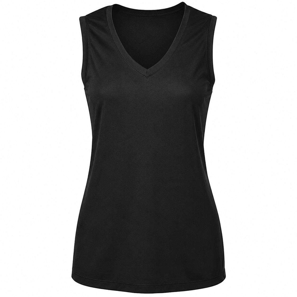 Ladies Polyester V Neck Tank Top — view 2