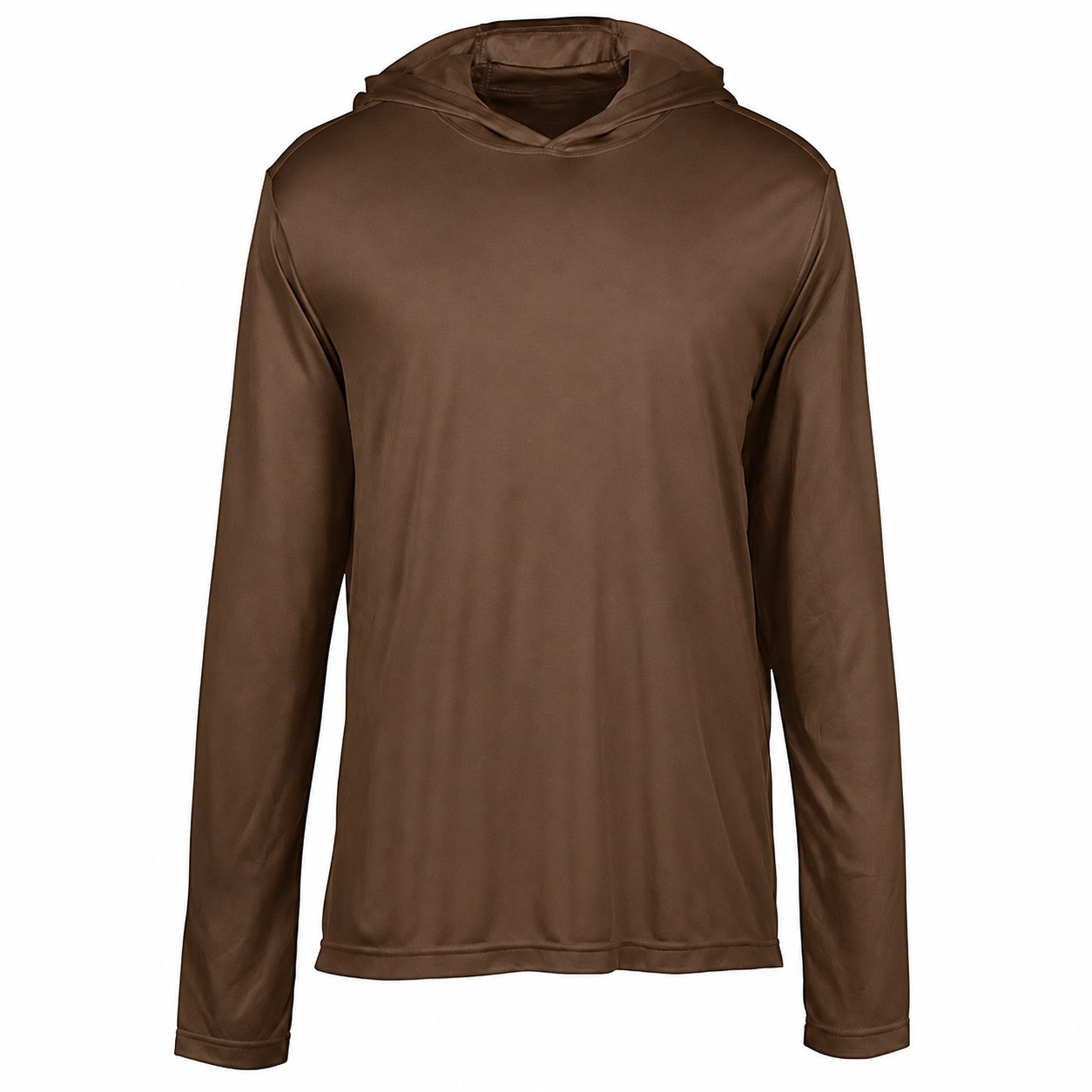 Polyester Hooded Long Sleeve Shirt — Brown