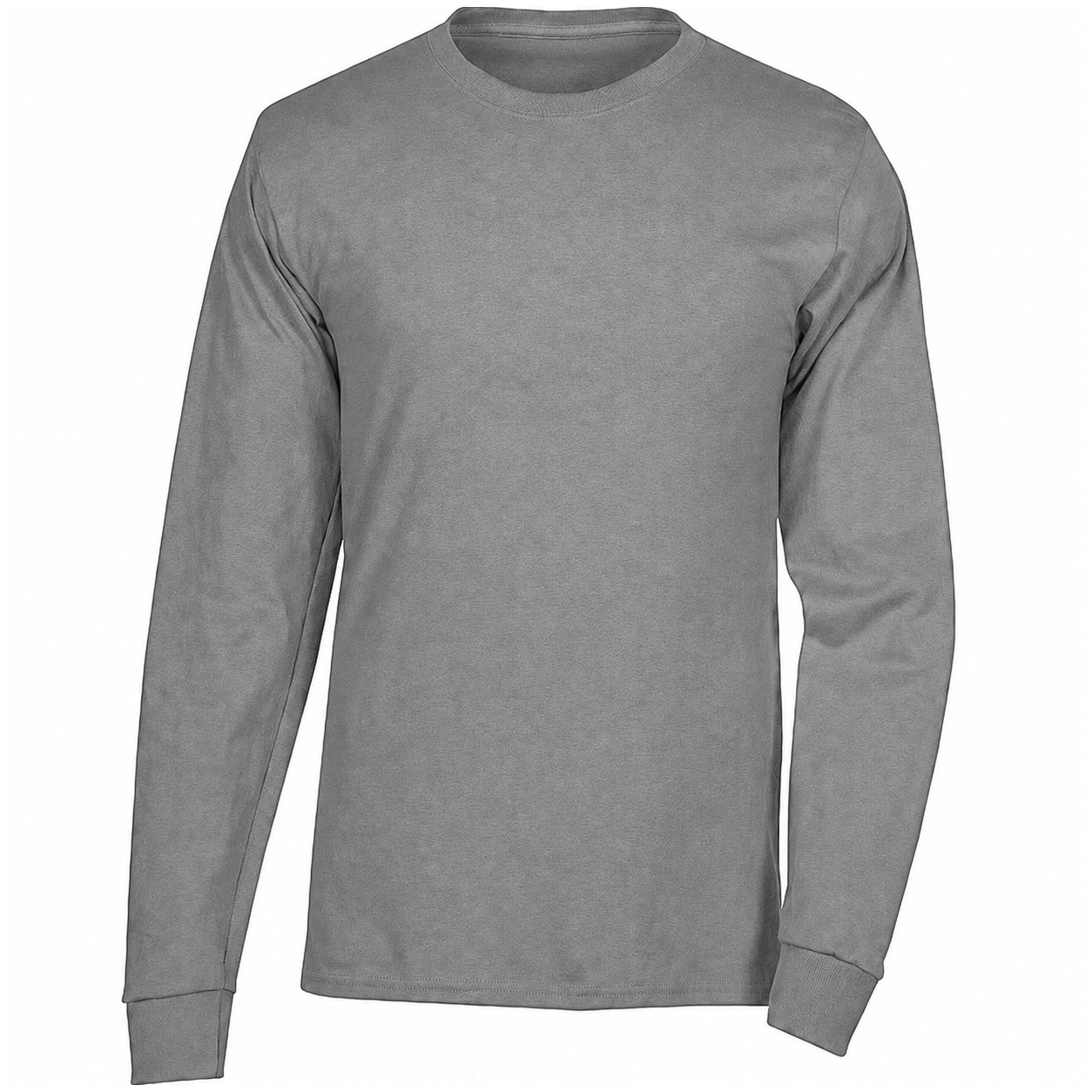 Cotton Long Sleeve Crewneck T-Shirt — Gray