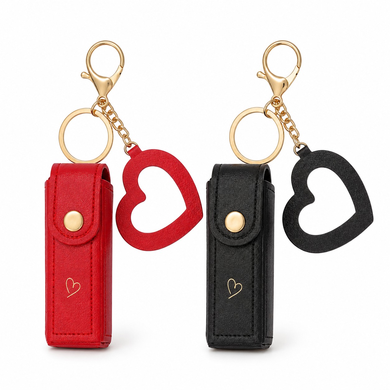 Mini PU Lipstick Holder Keychain With Mirror — view 1