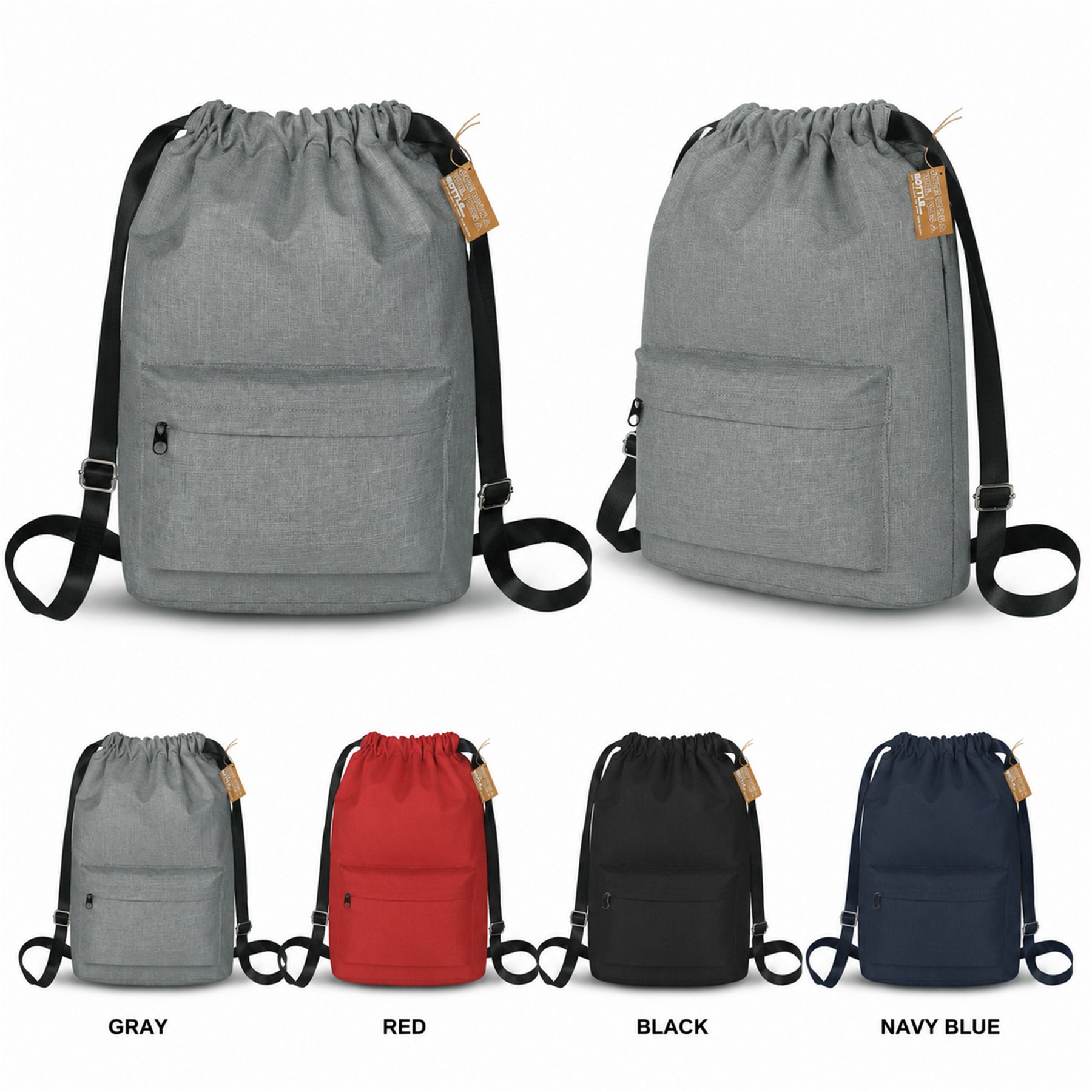 300D Polyester Zippered Storage Drawstring Bag