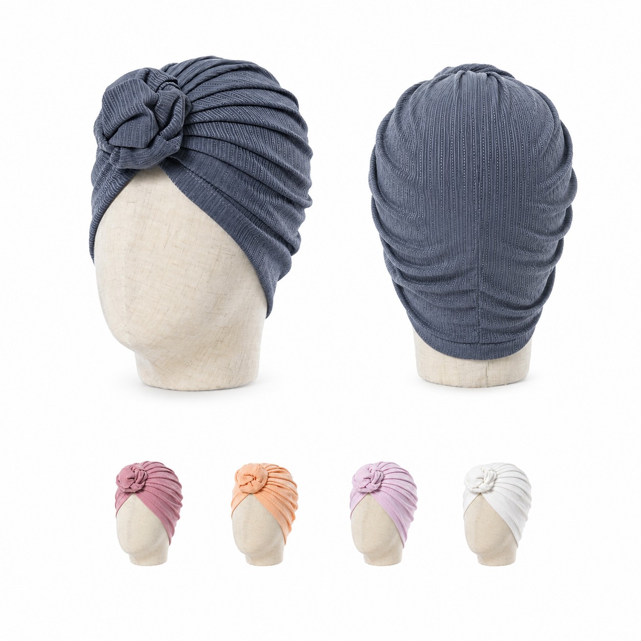 Pleated Polyester Knot Headscarf Hat