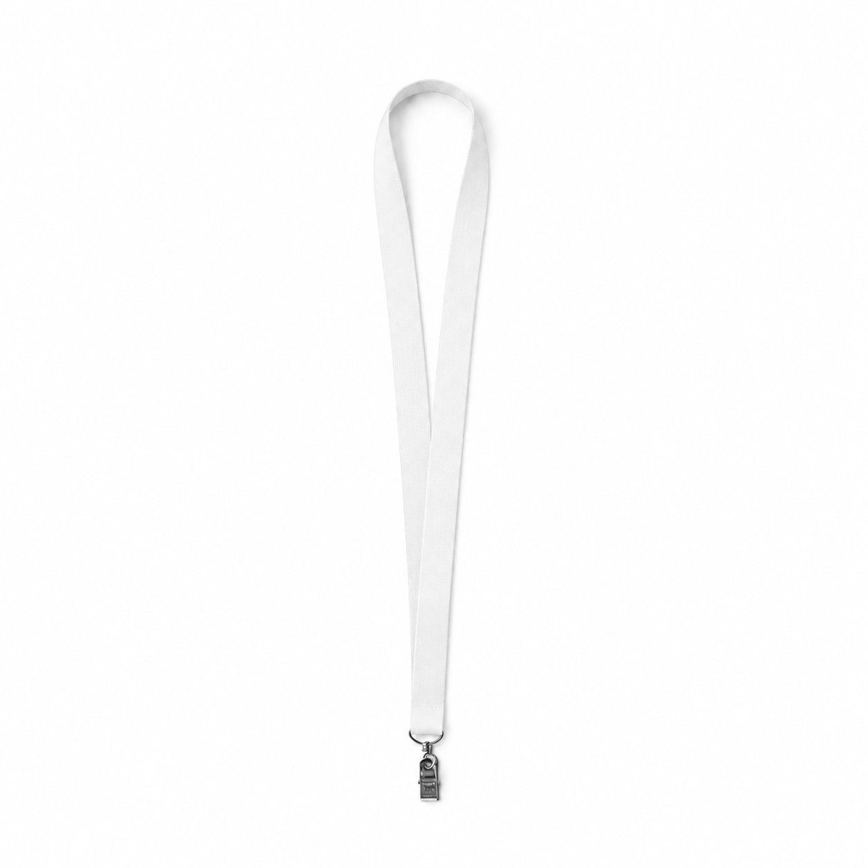 Polyester Bulldog Clip Badge Lanyard — White