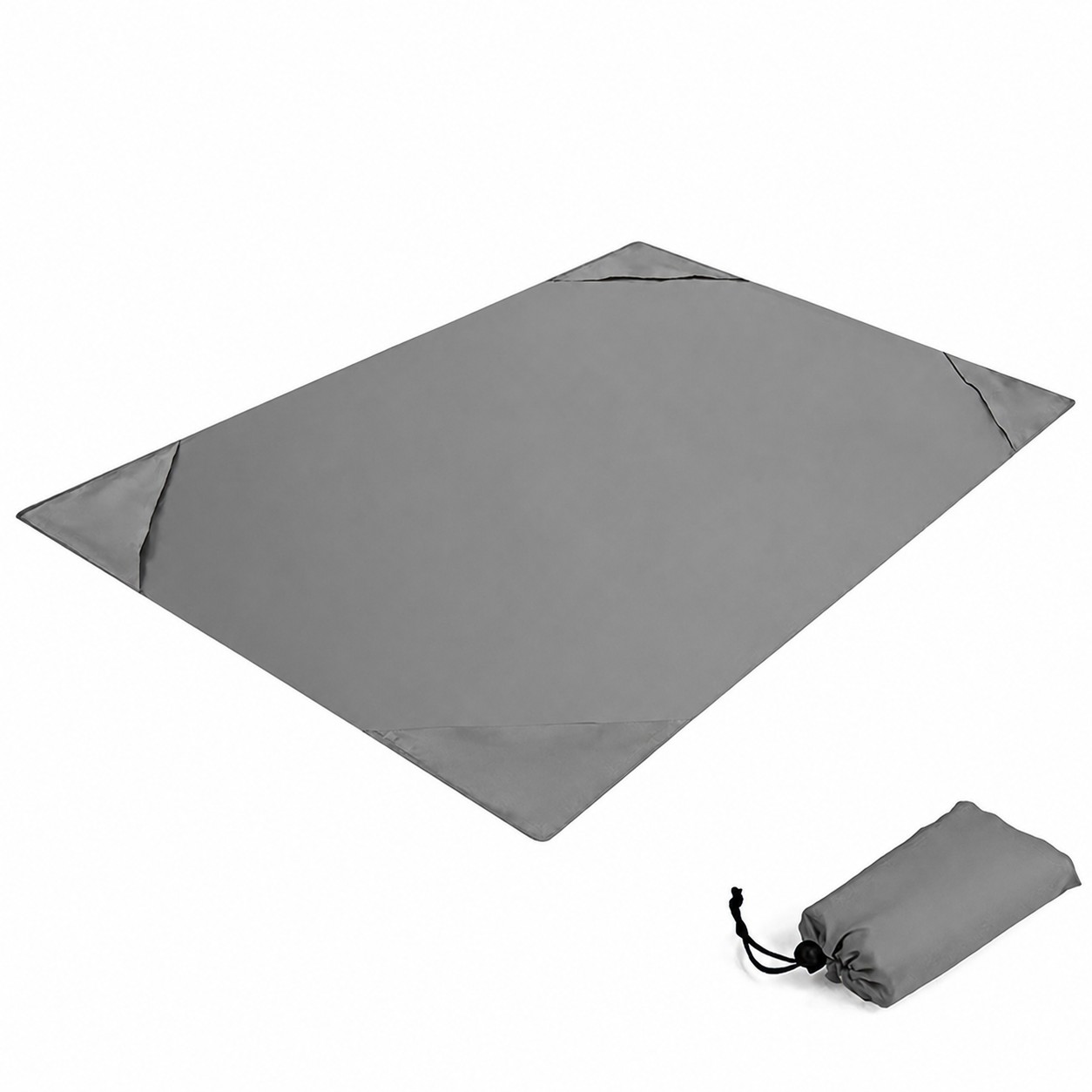 Foldable Polyester Beach Blanket — Gray