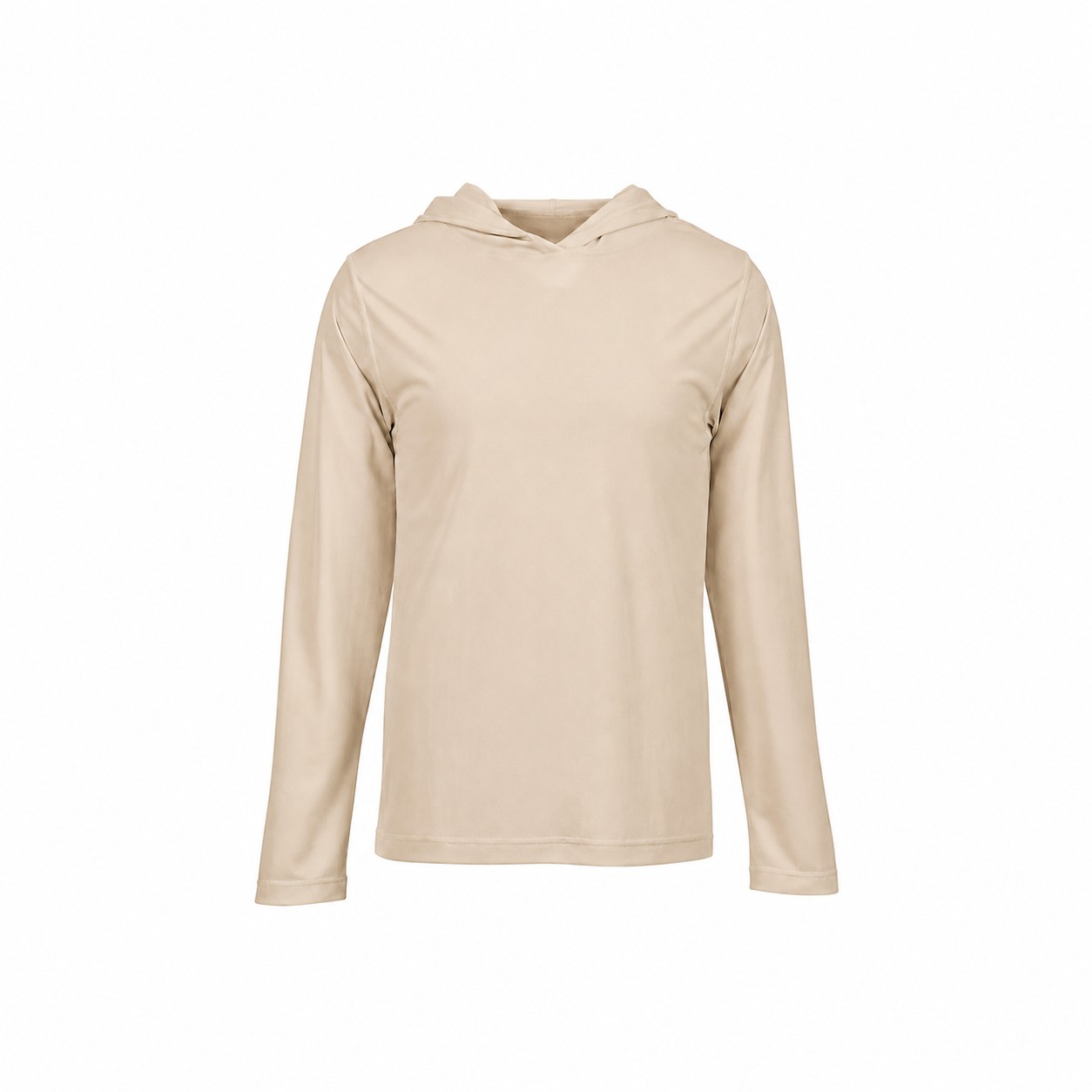 Polyester Long Sleeve Hooded Training Shirt — Beige