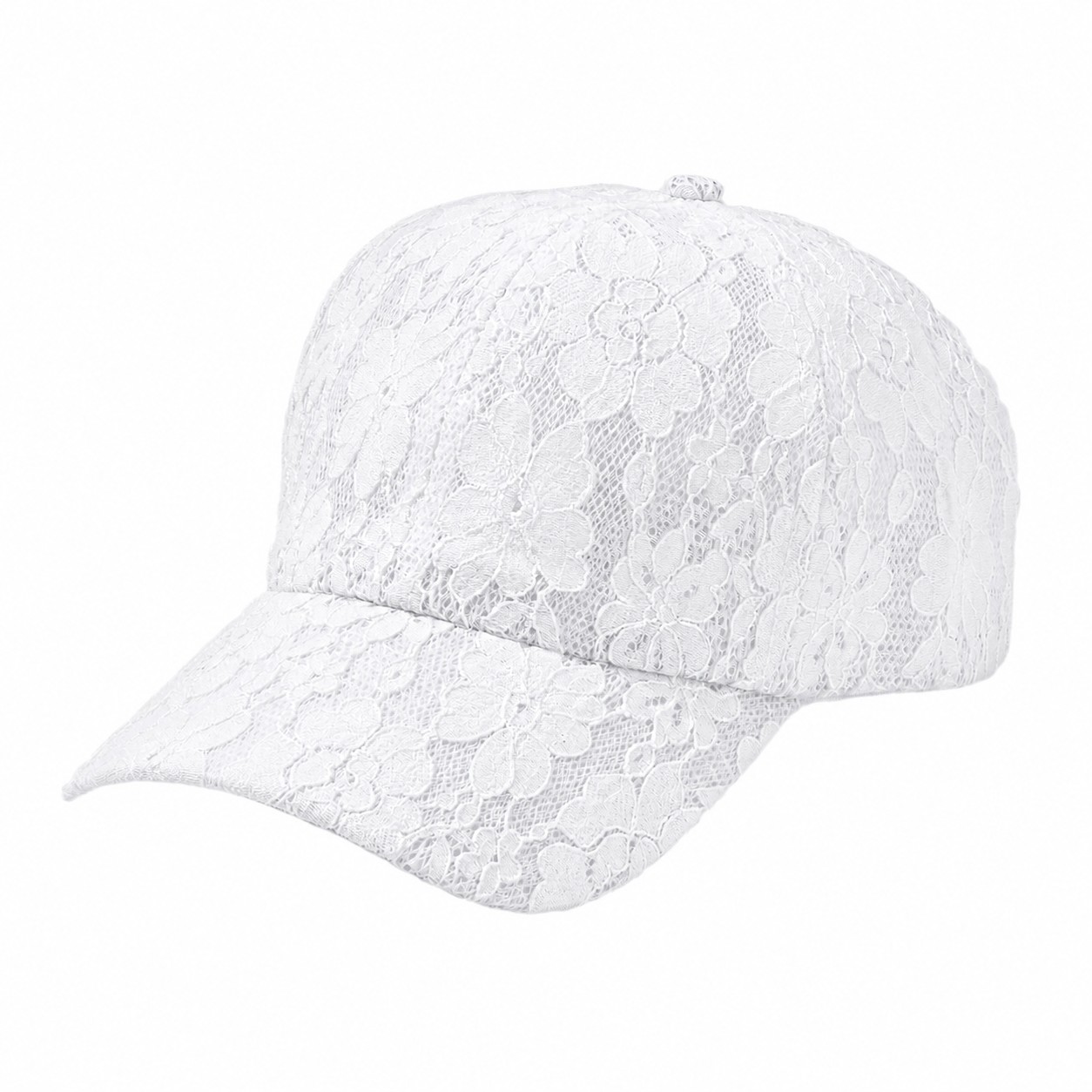 Polyester Floral Lace Baseball Cap — White