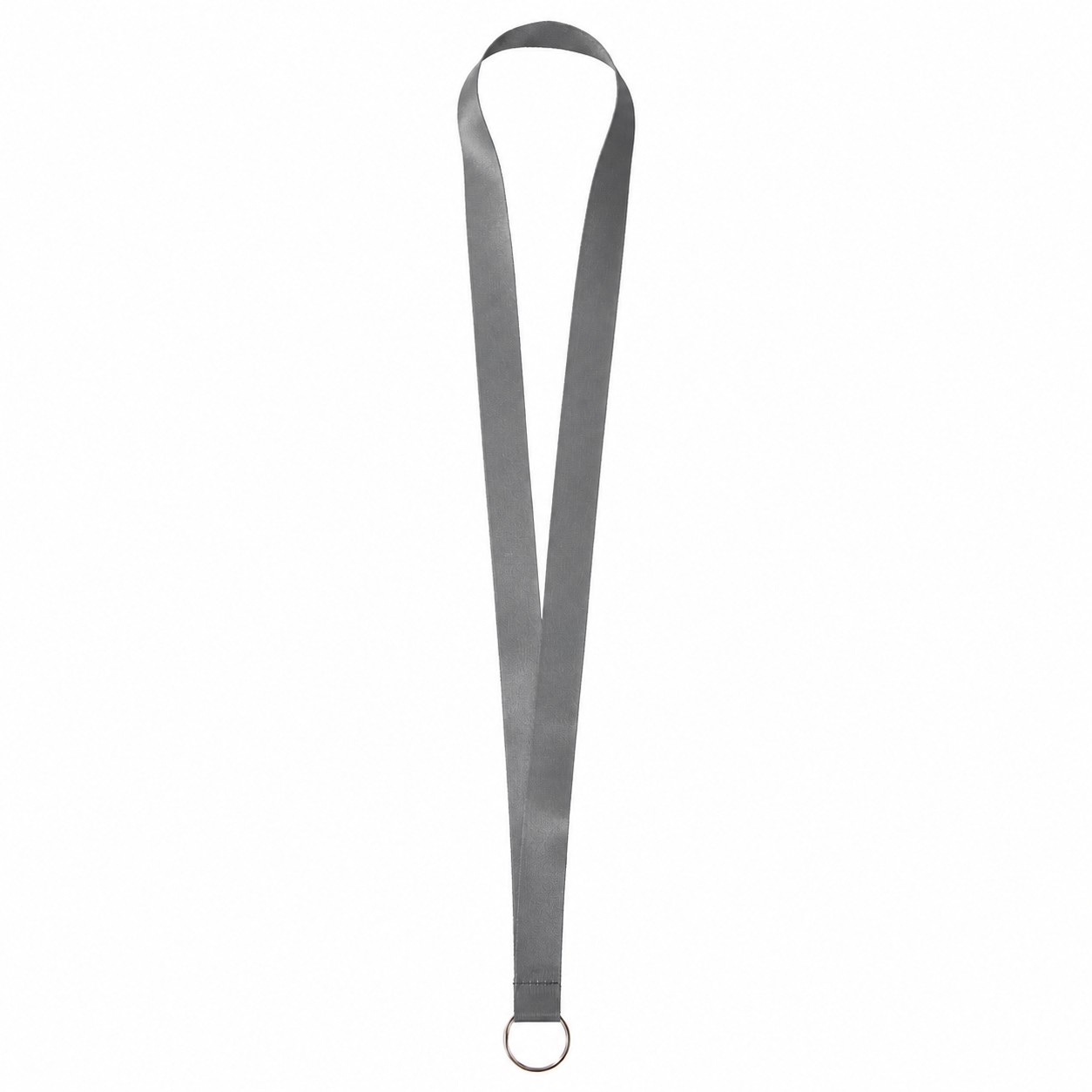 Satin Polyester Split Ring Lanyard — Gray