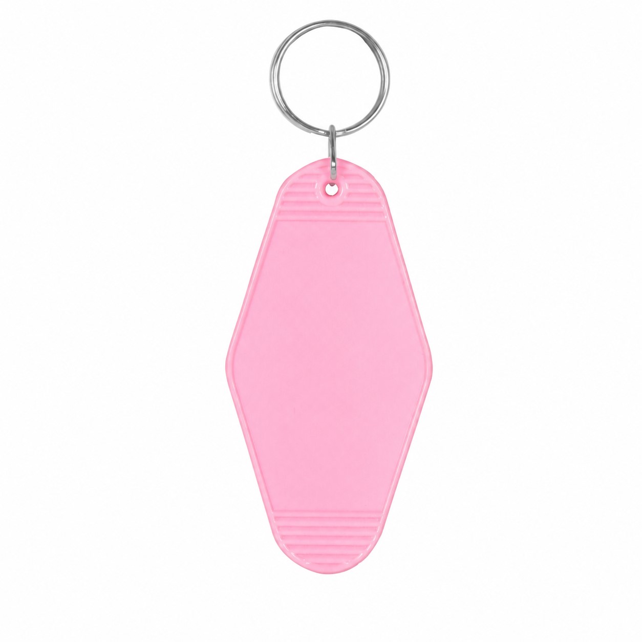 Plastic Motel Key Tag Ring — Semi-Transparent Pink