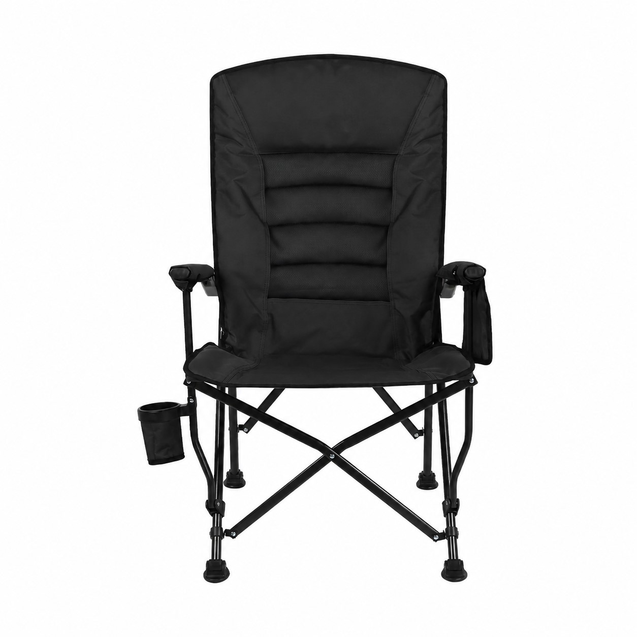 Padded Camp Chair With Adjustable Backrest — Black