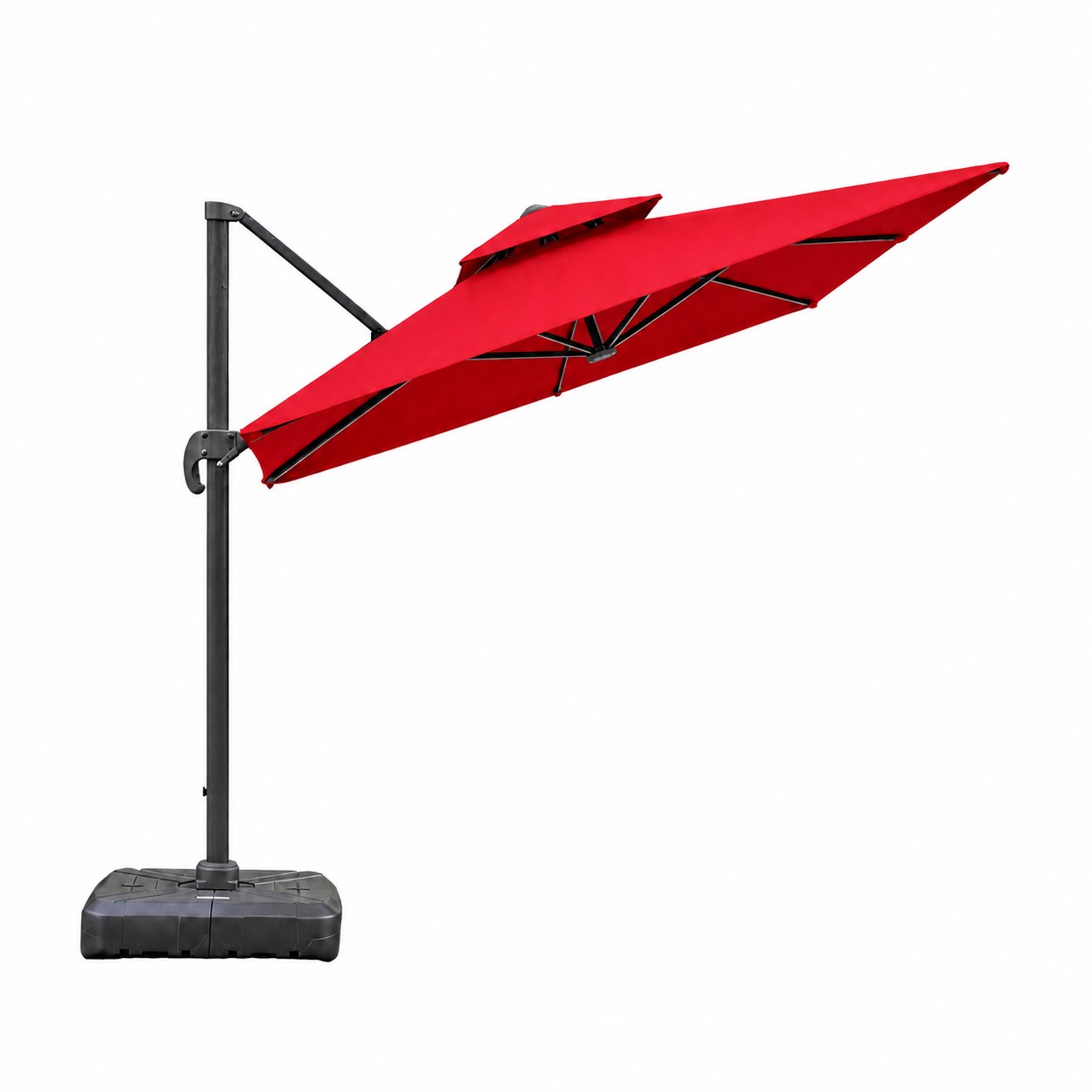 Square Cantilever Patio Umbrella — Red