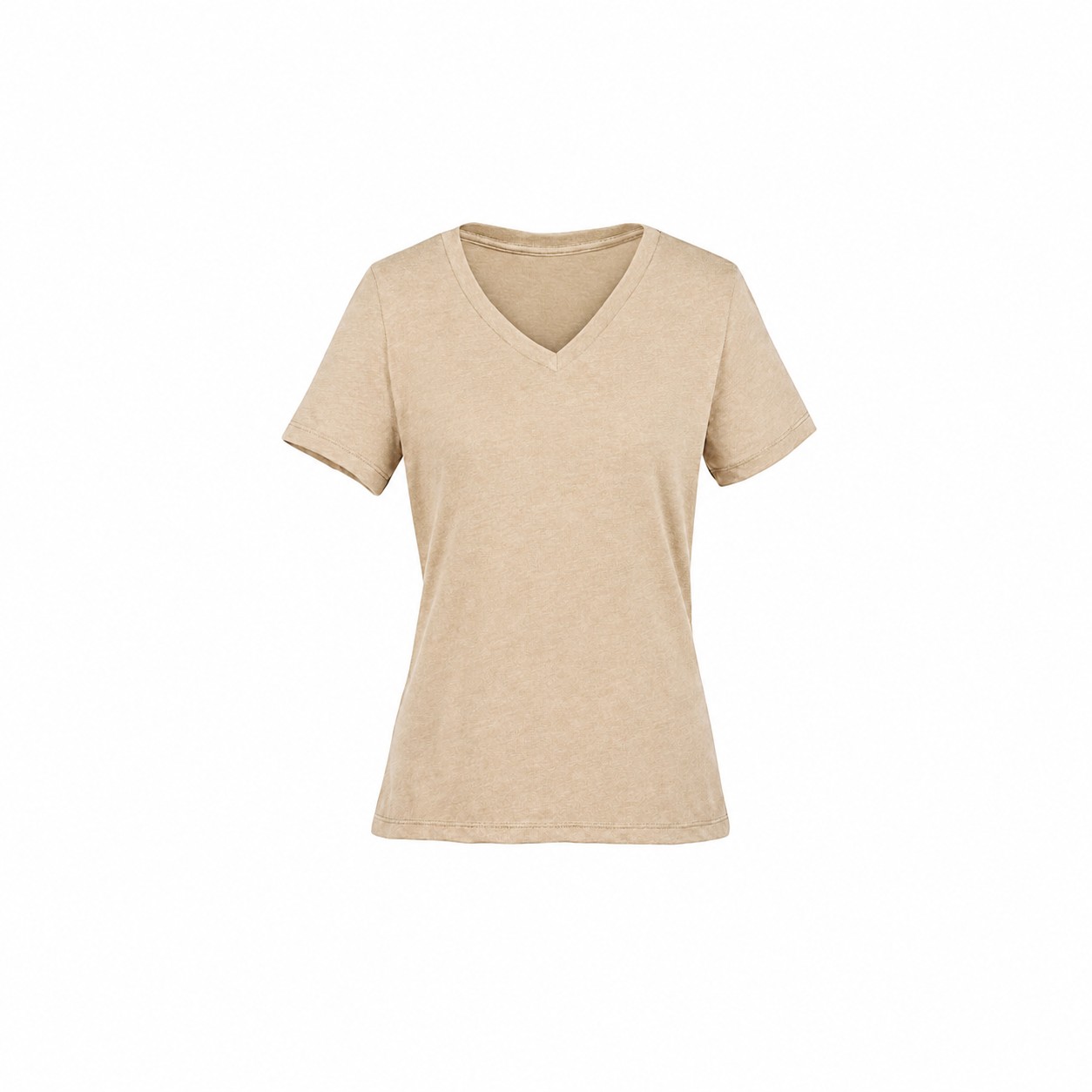 Ladies Heather Blend V Neck Tee — Tan Beige