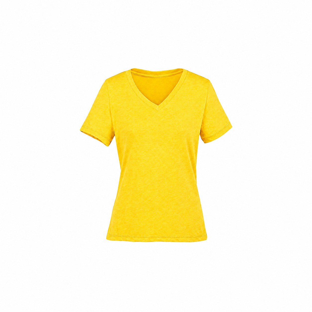 Ladies Heather Blend V Neck Tee — Yellow