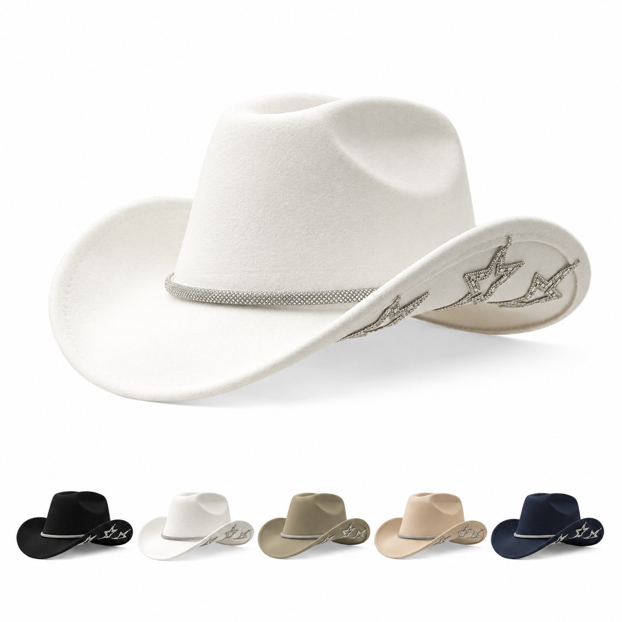Polyester Star Rhinestone Cowgirl Hat