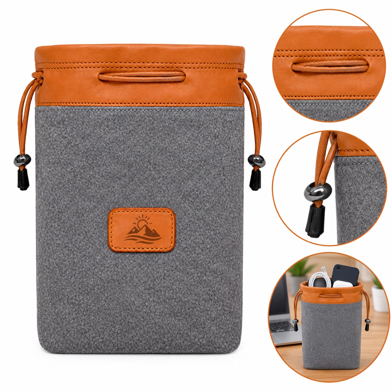 Canvas Camera Accessory Drawstring Pouch — view 1