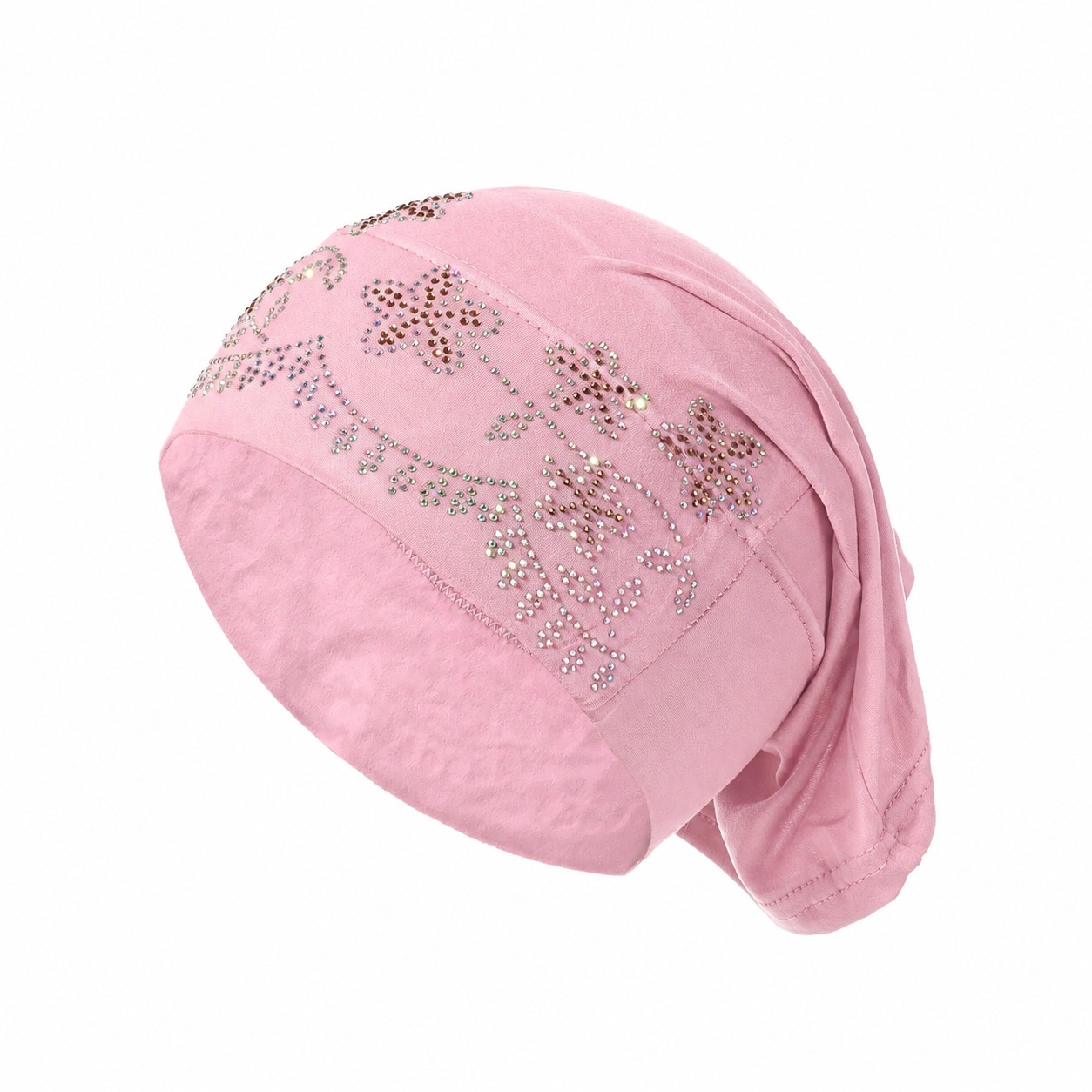 Rhinestone Elastic Turban Head Wrap — Light Pink