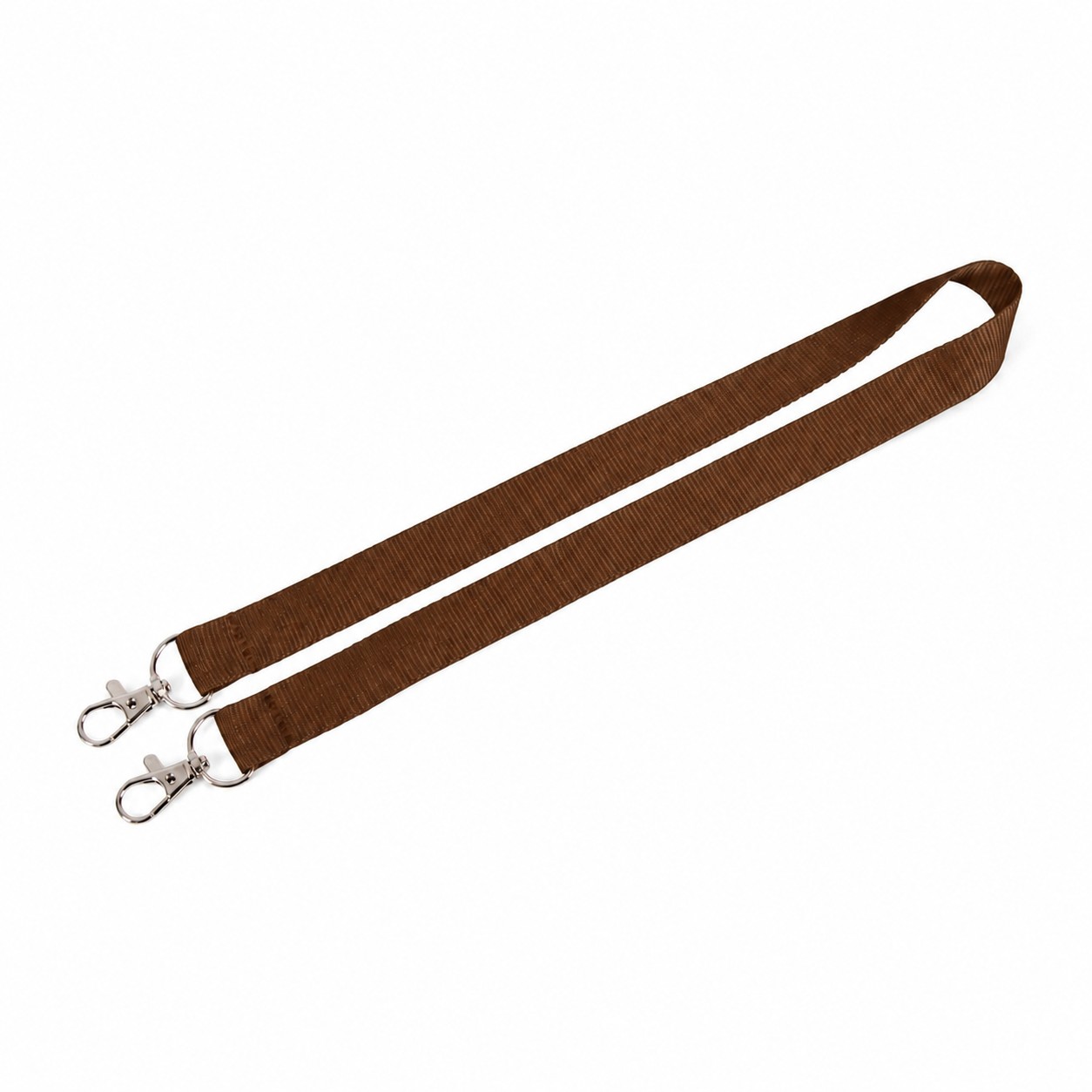 Polyester Dual Clip Lanyard — Brown