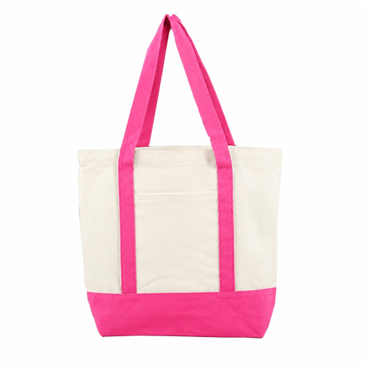 Cotton Canvas Front Pocket Tote — Pink