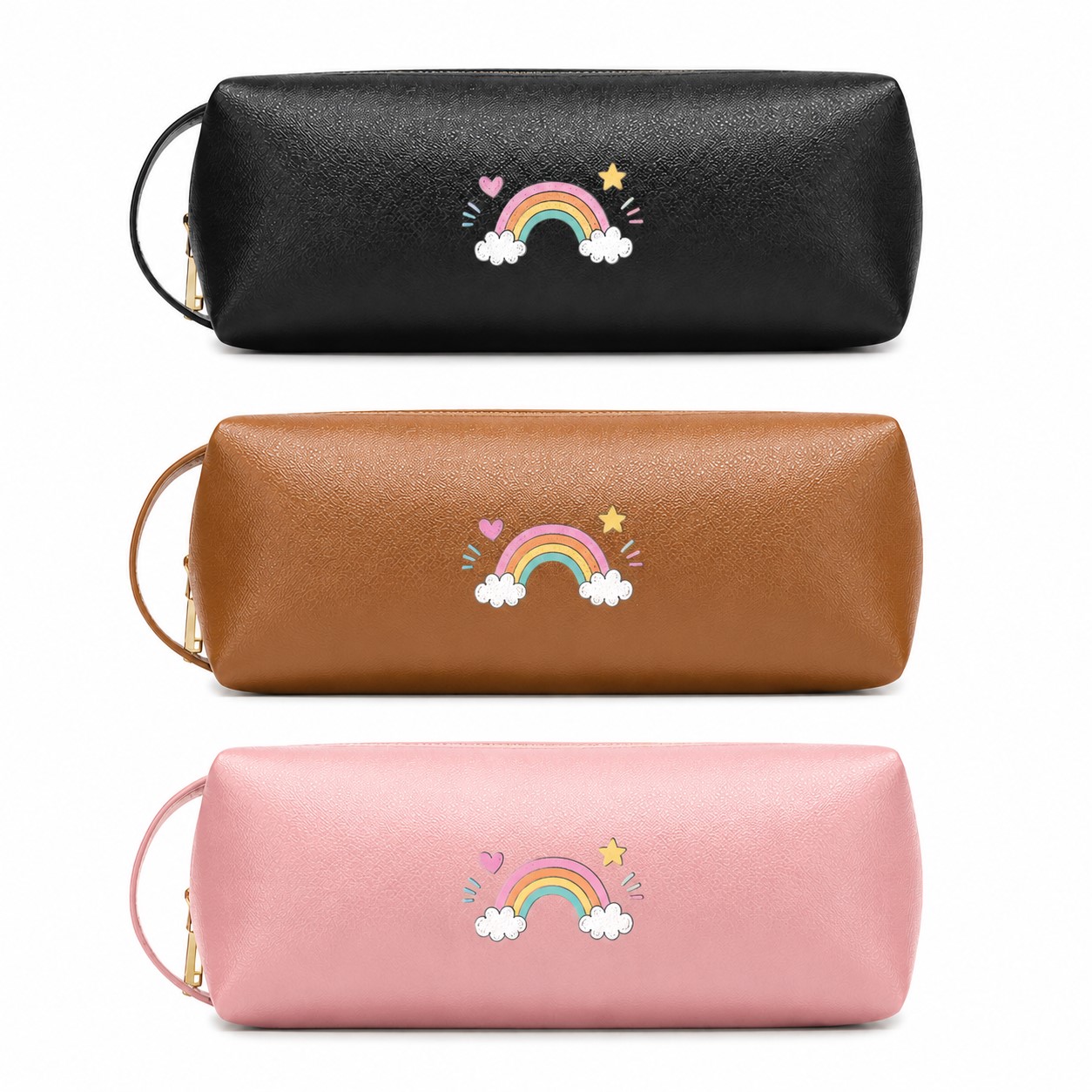 Smooth PU Leather Zippered Storage Pouch