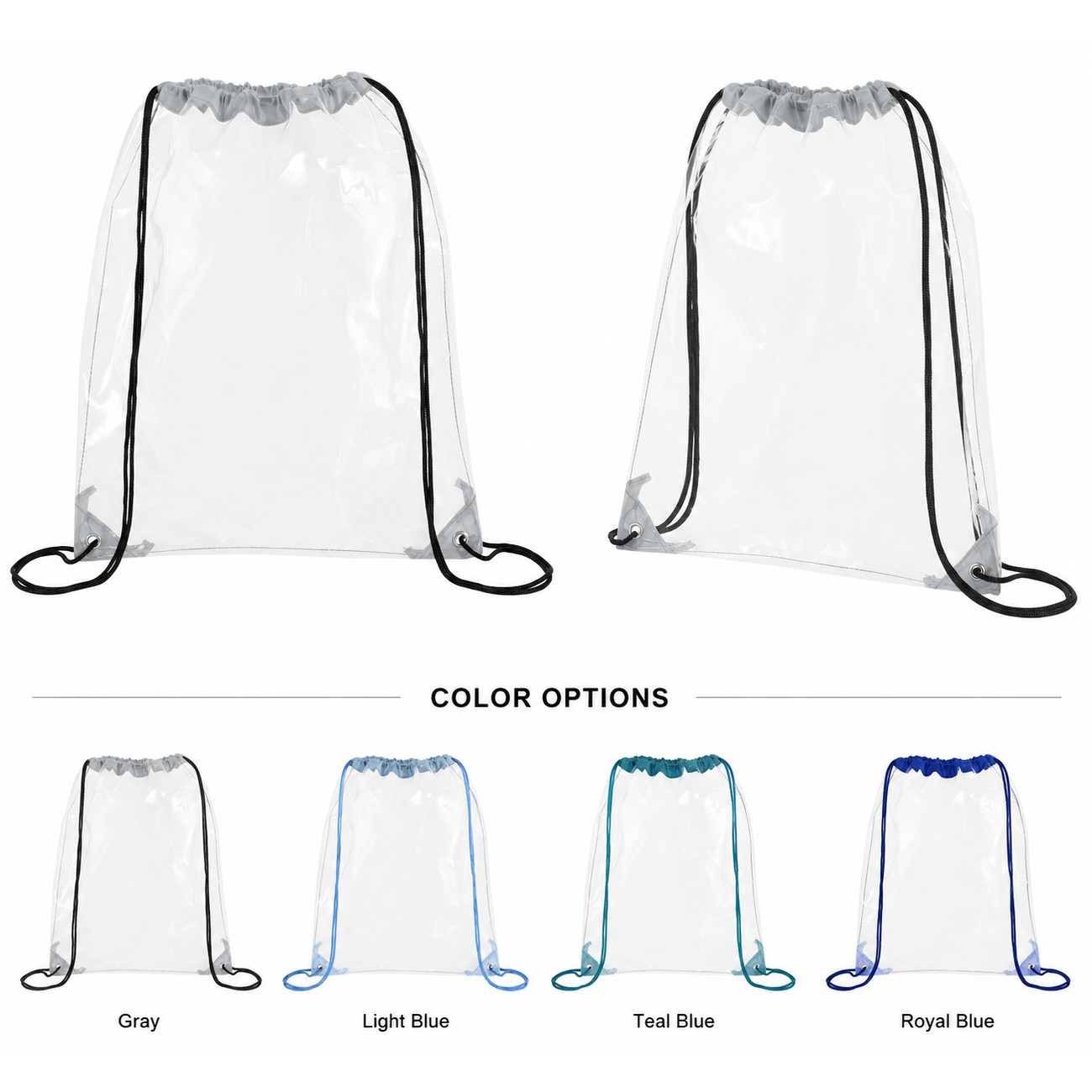 Metal Grommets PVC Drawstring Bag