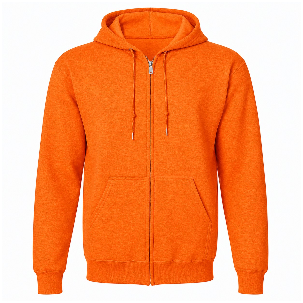 Full Zip Cotton Polyester Fleece Hoodie — Orange