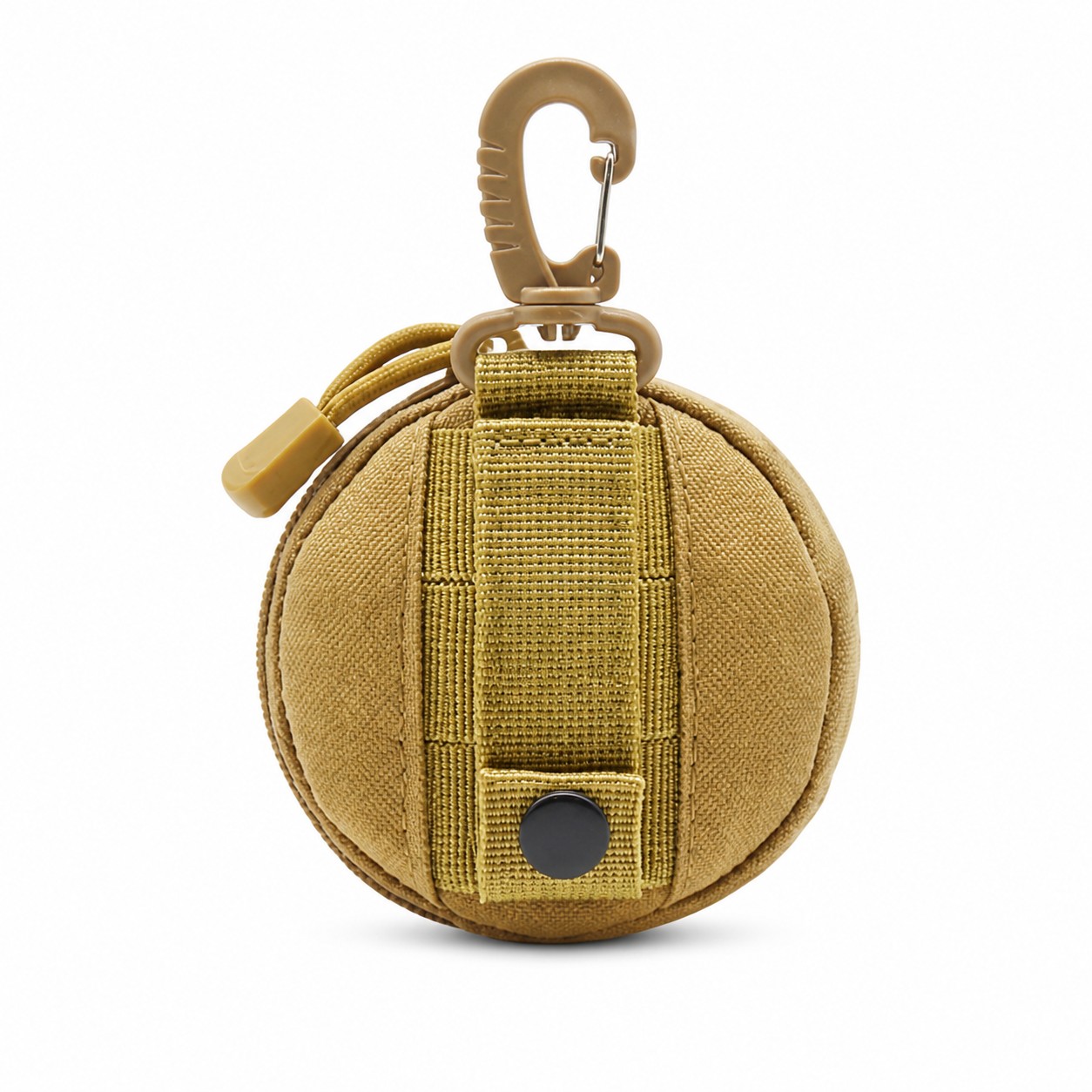Compact Round Fabric Pouch With Clip Hook — view 2