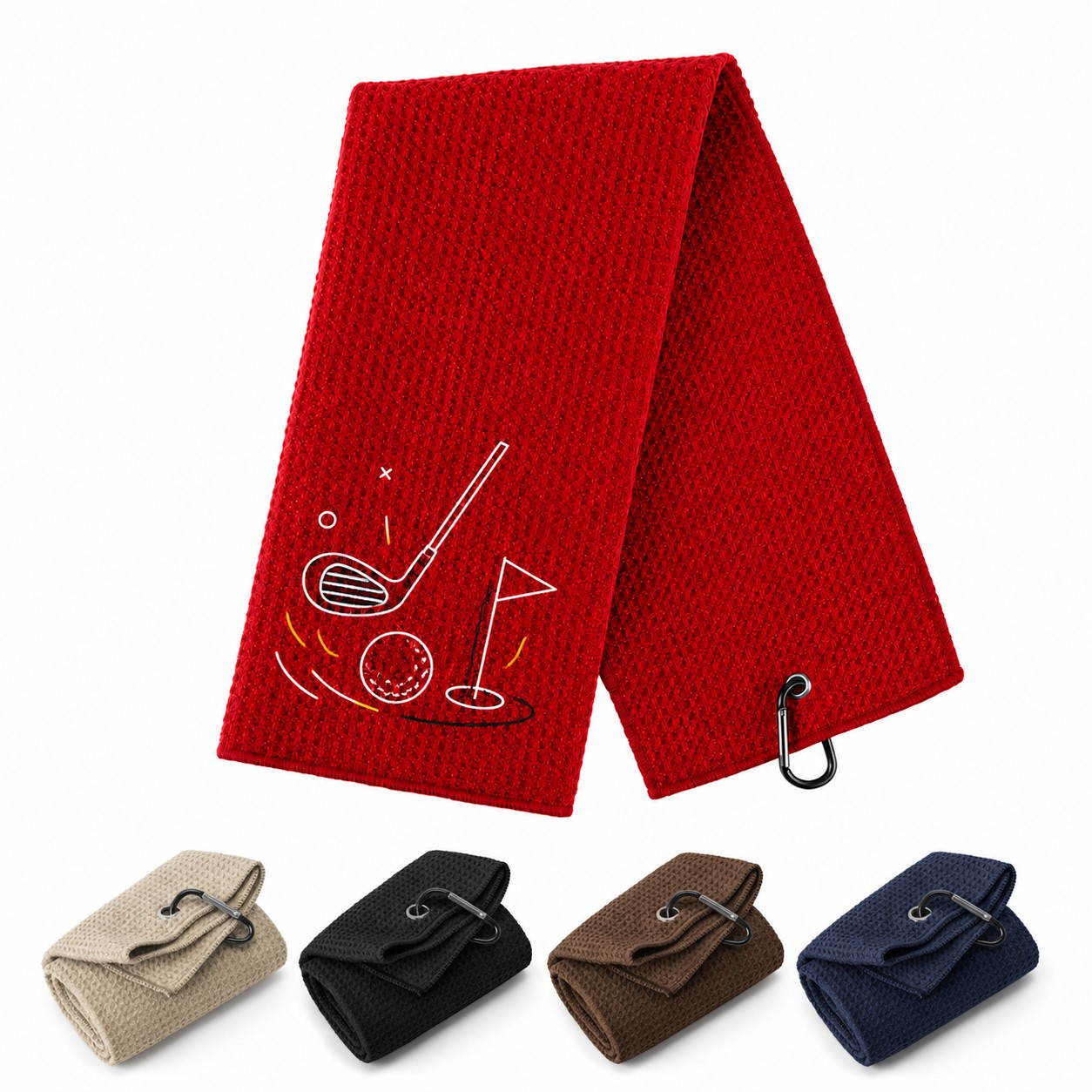 Embroidered Waffle Microfiber Golf Towel