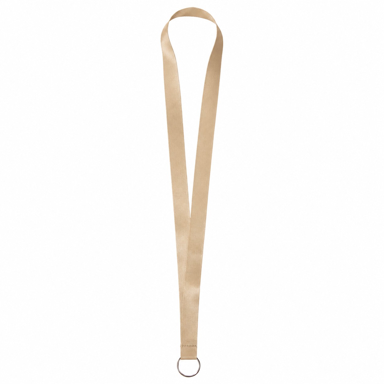 Satin Polyester Split Ring Lanyard — Tan Beige