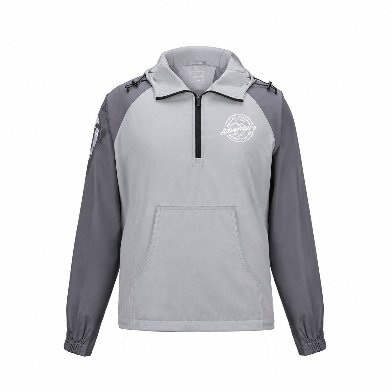 Polyester Quarter-Zip Hooded Jacket — Silver