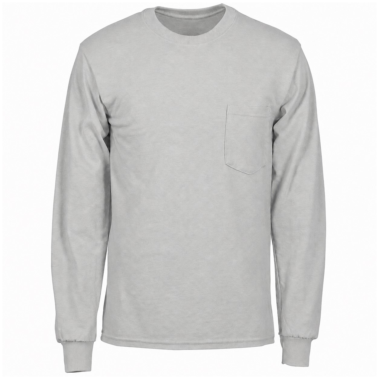 Cotton Pocket Long Sleeve Tee — Silver