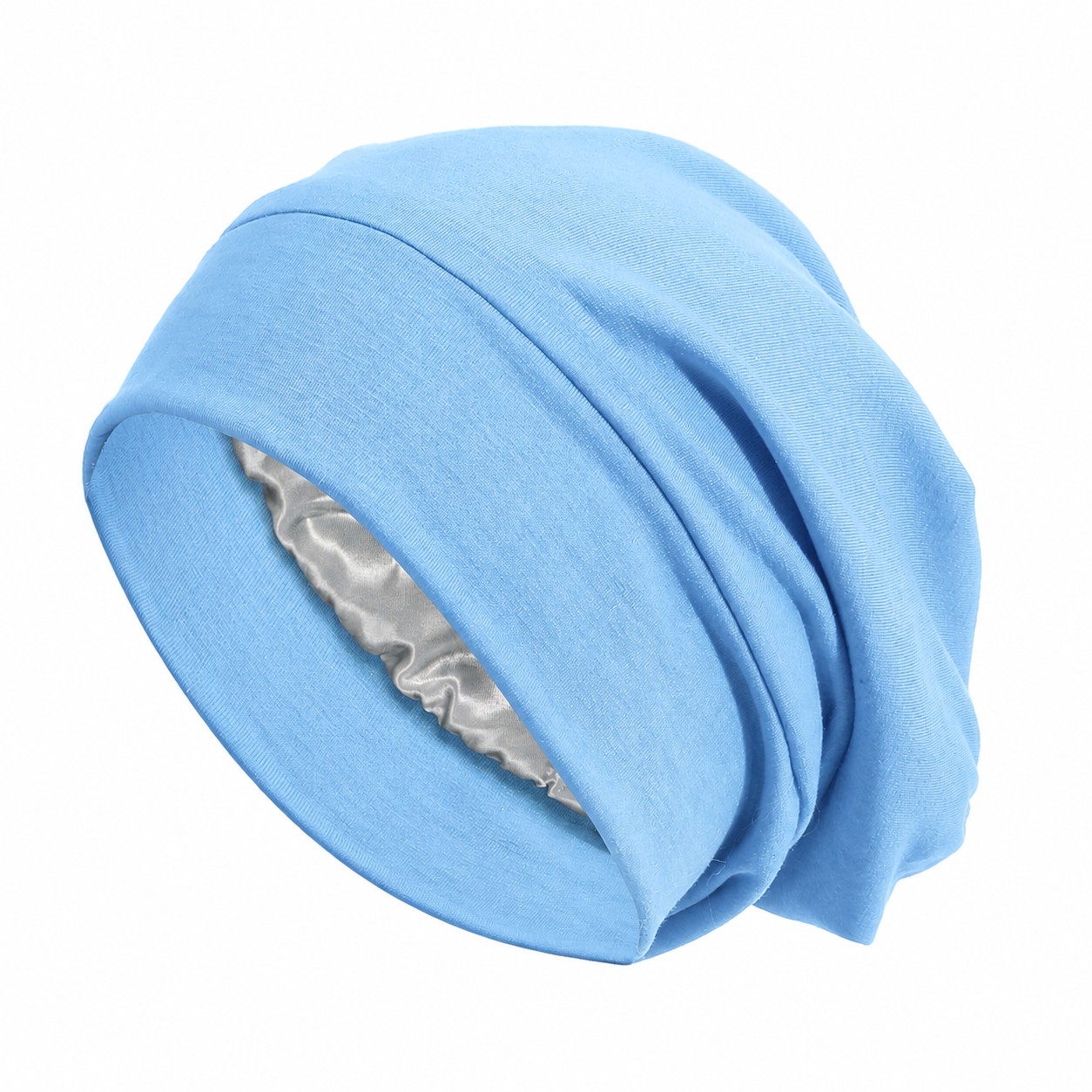 Polyester Soft Lining Sleep Bonnet — Light Blue