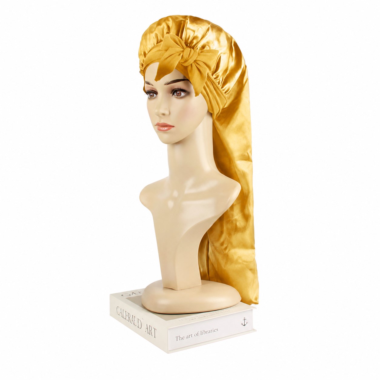 Adjustable Satin Tube Sleep Cap — Gold