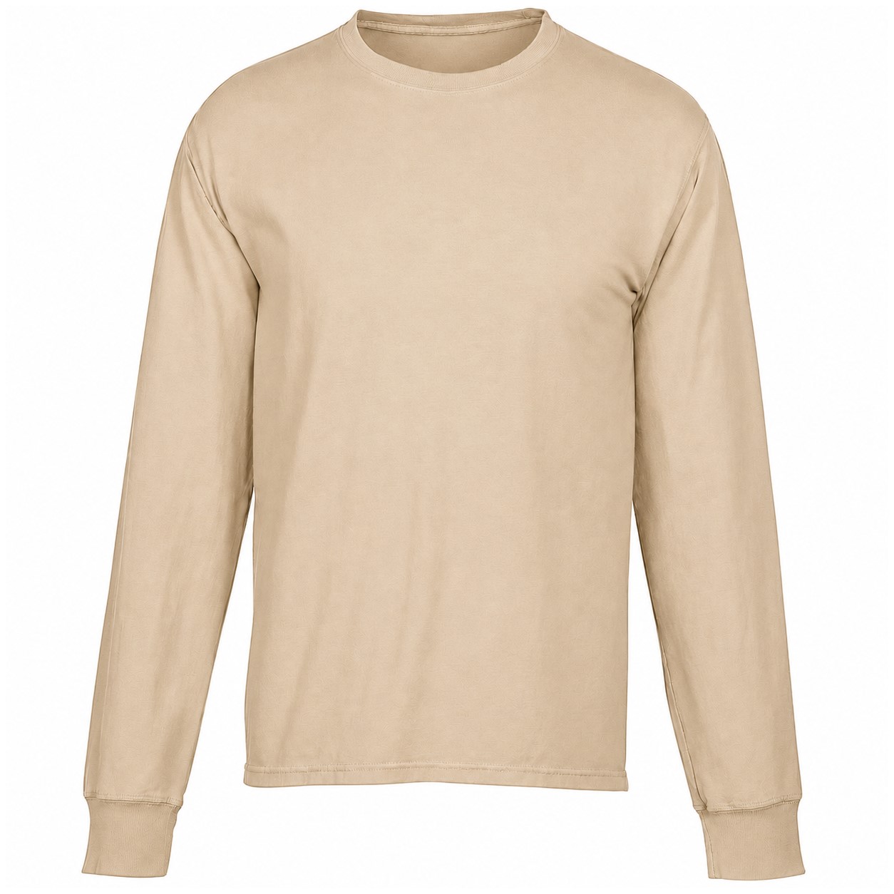 Garment Dyed Cotton Long Sleeve Tee — Beige