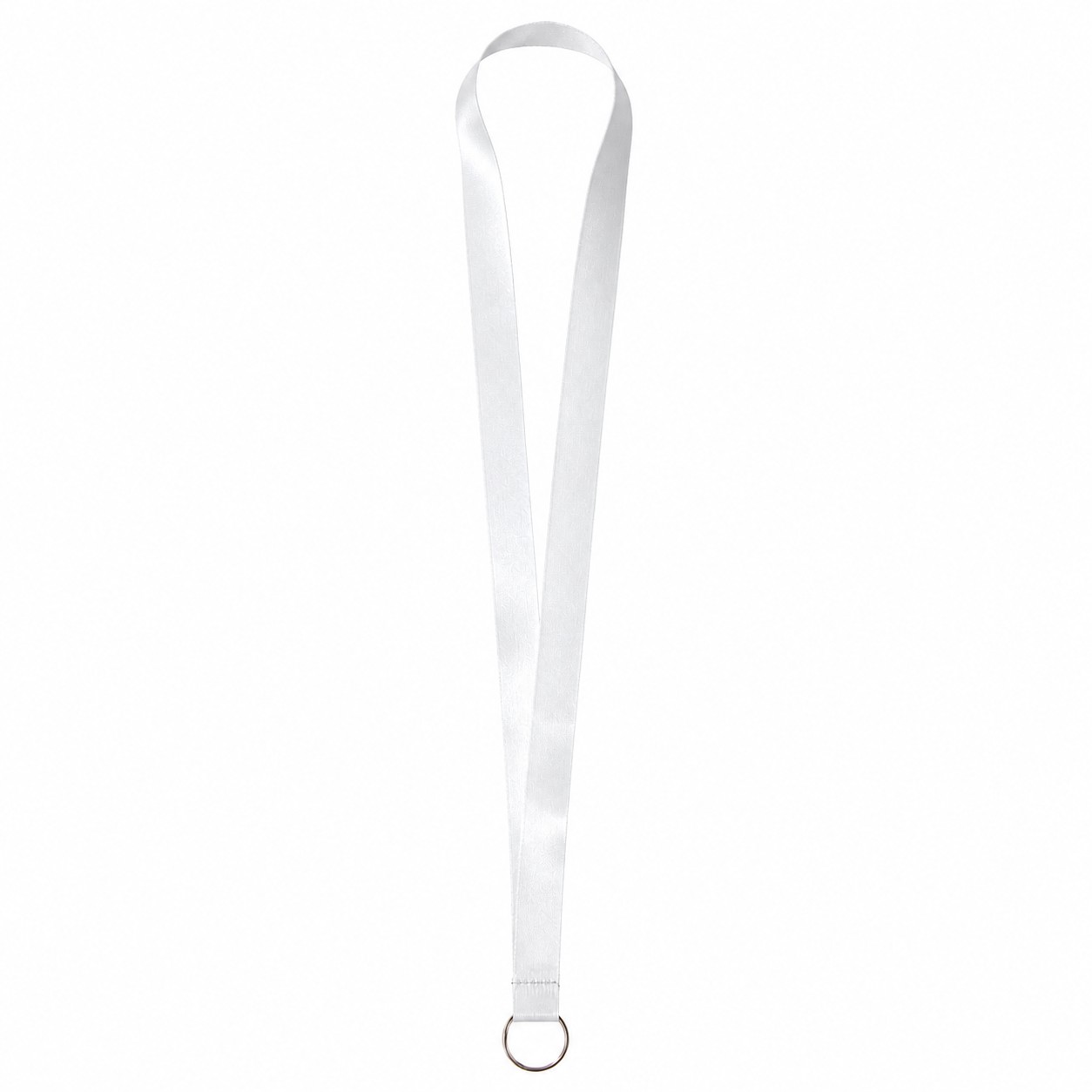 Satin Polyester Split Ring Lanyard — Clear White