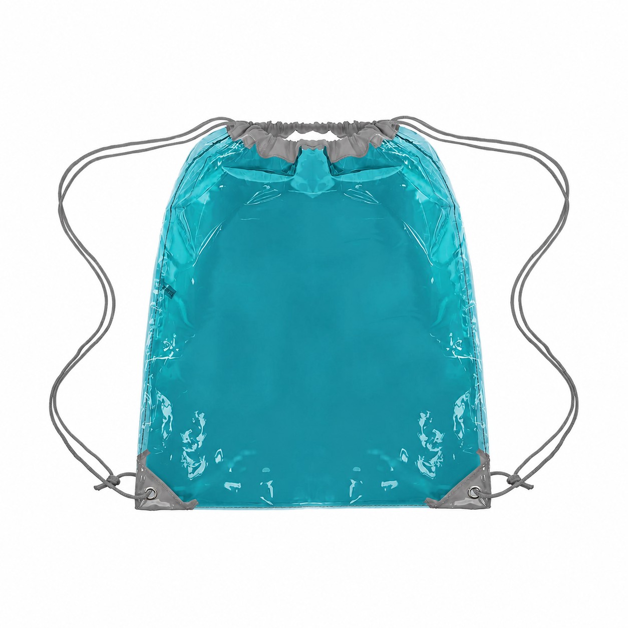 Clear PVC Drawstring Bag — Teal Blue