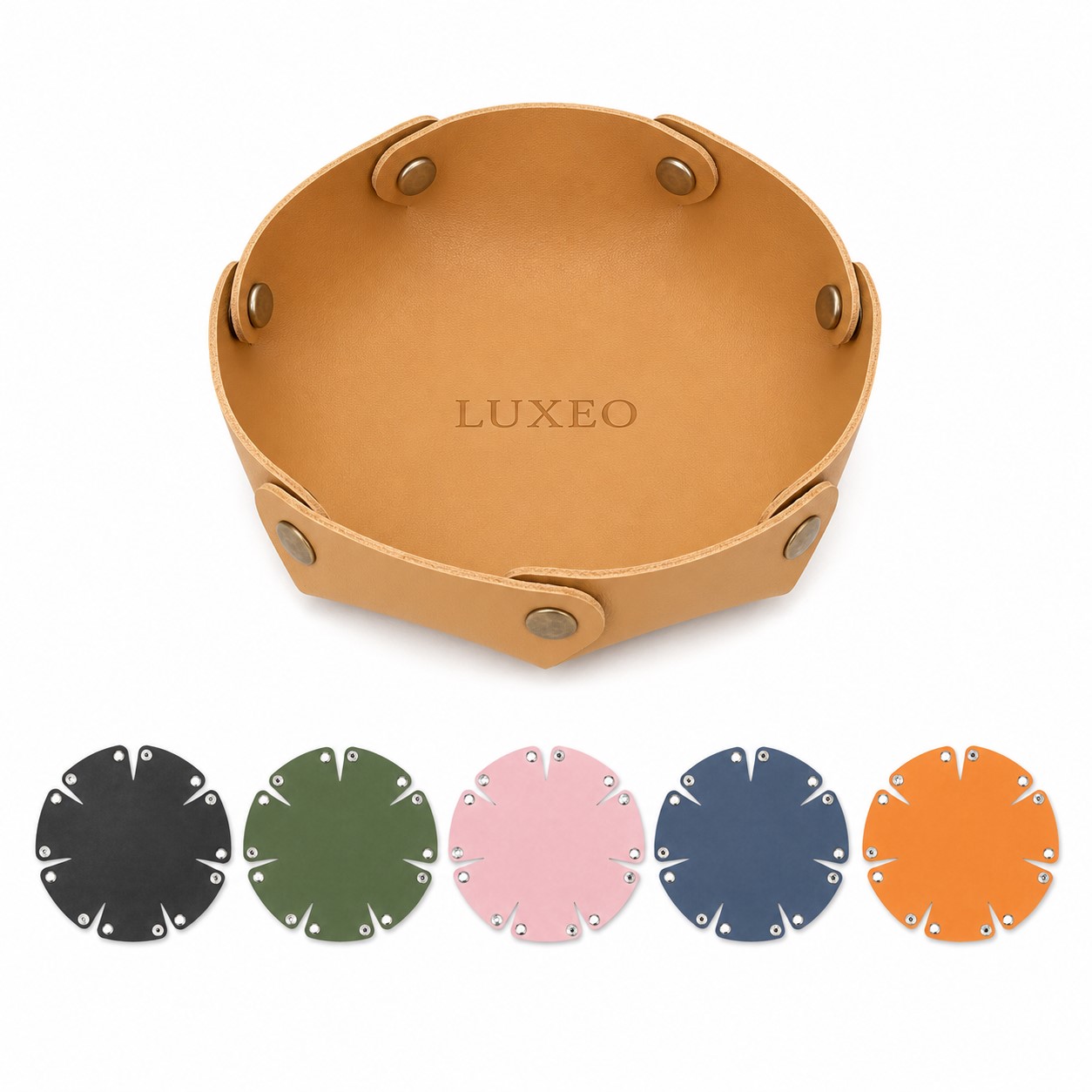 Foldable Full Grain Leather Desktop Valet Tray