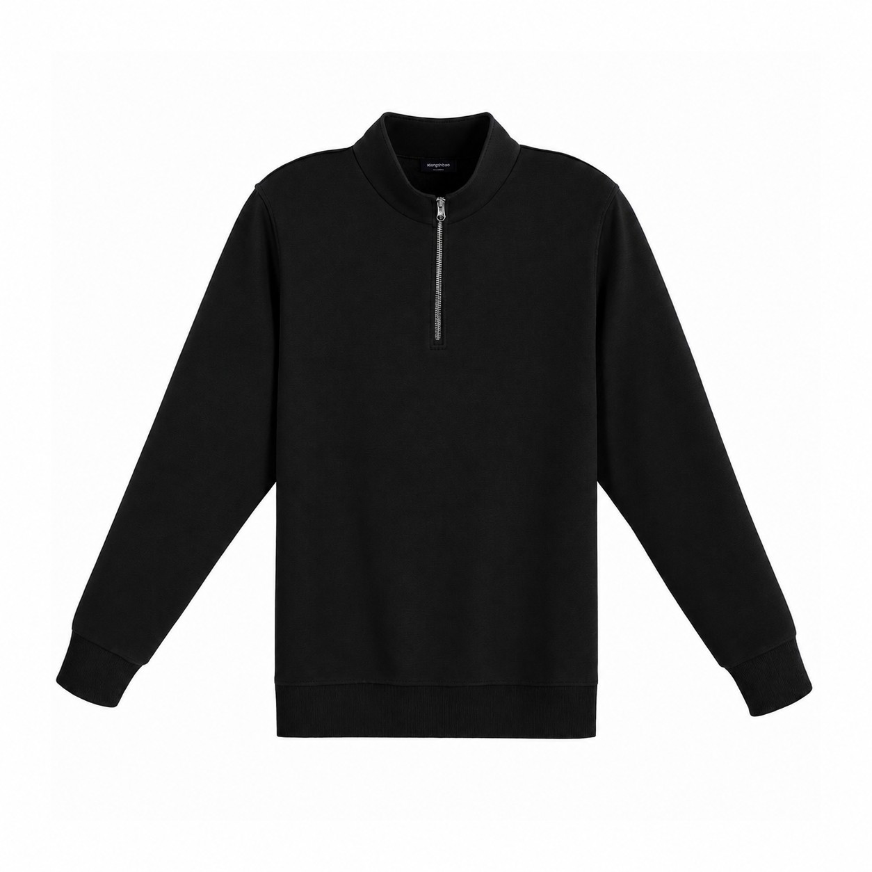8 Oz Cotton Quarter Zip Sweatshirt — Black