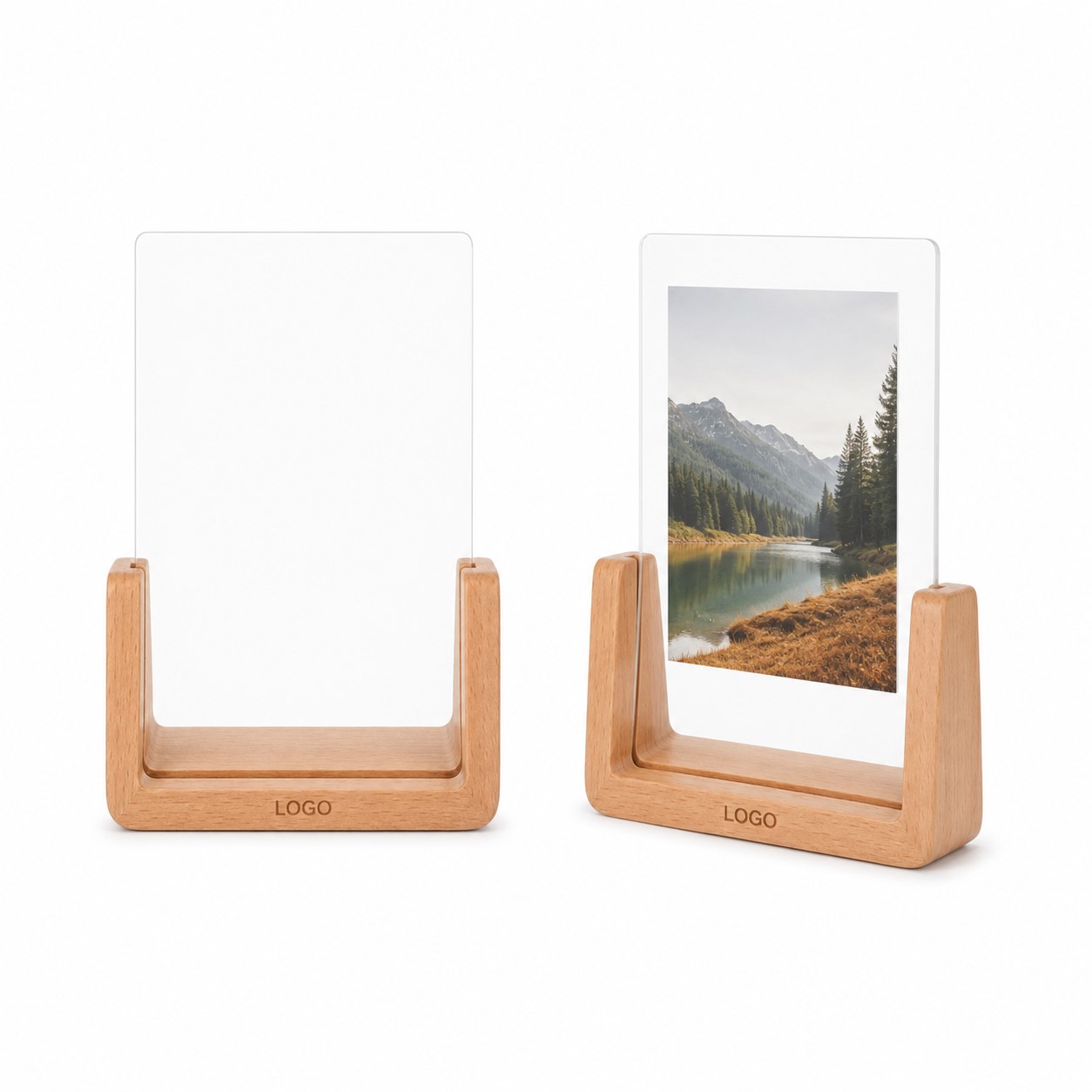 Vertical Wood Acrylic Desktop Photo Frame