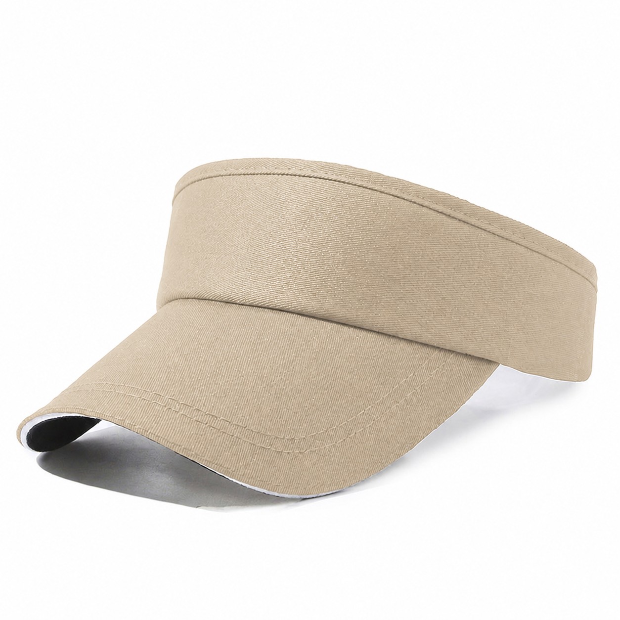 Open Crown Sports Visor Hat — Khaki Beige