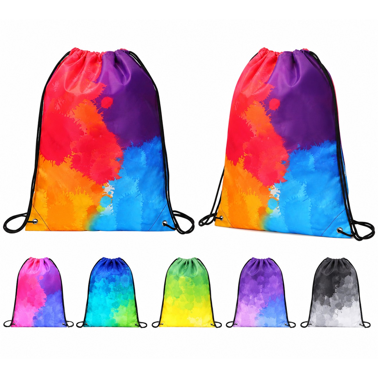 210D Polyester Drawstring Backpack With Adjustable Cords
