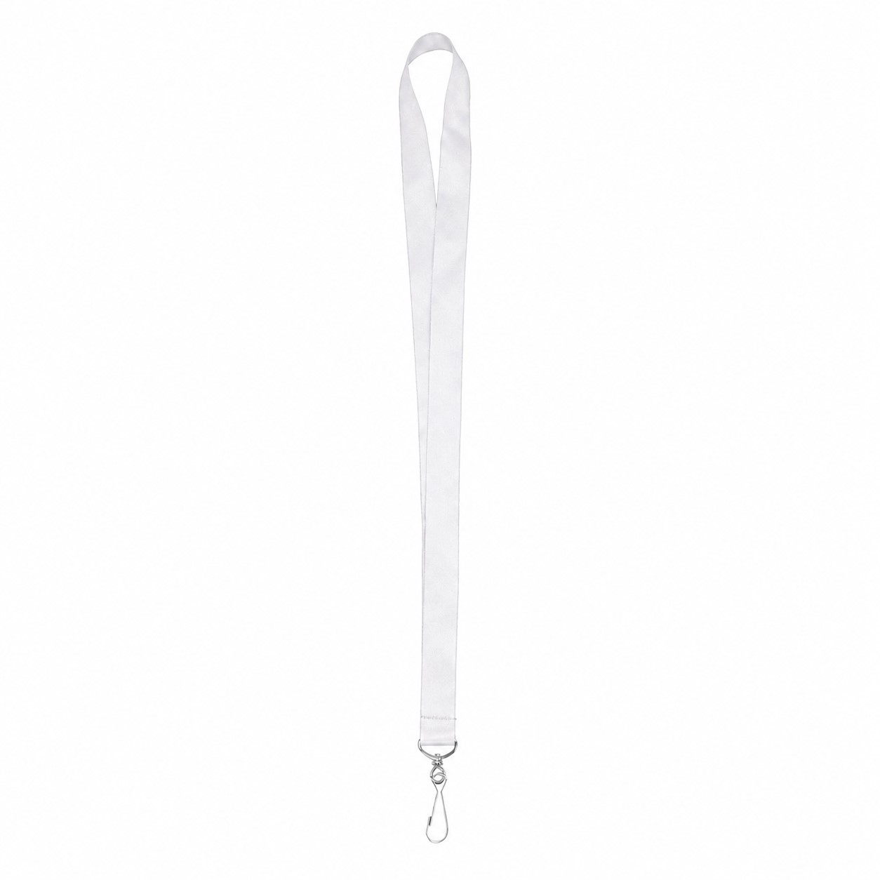 Satin Polyester J-Hook Lanyard — White