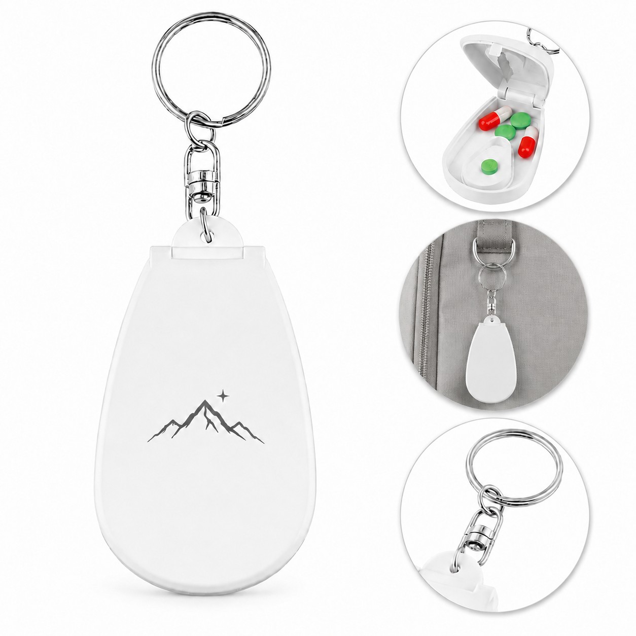 Compact ABS Keychain Pill Storage Case