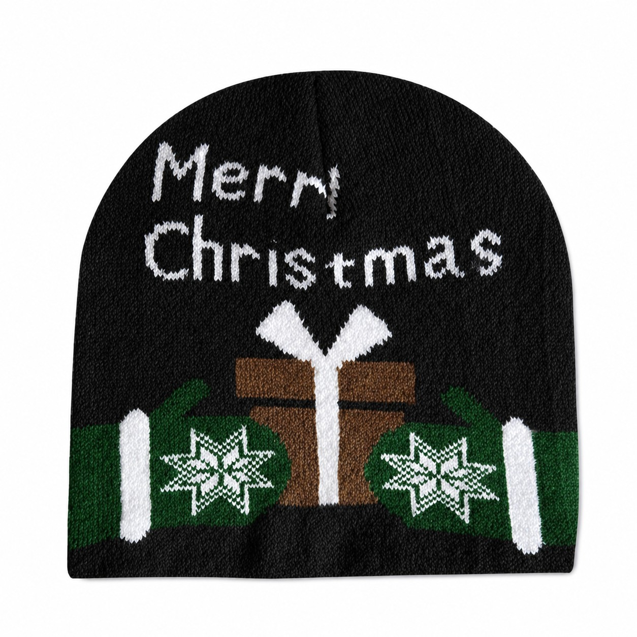 Acrylic Holiday Beanie Hat — Black