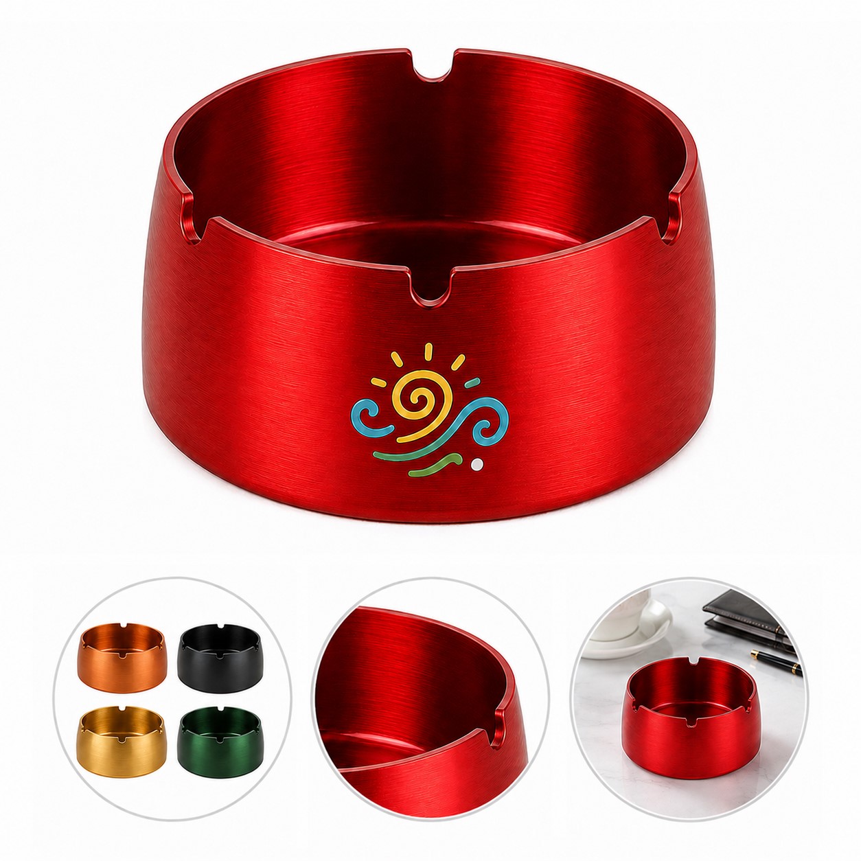Windproof Round Stainless Steel Ashtray