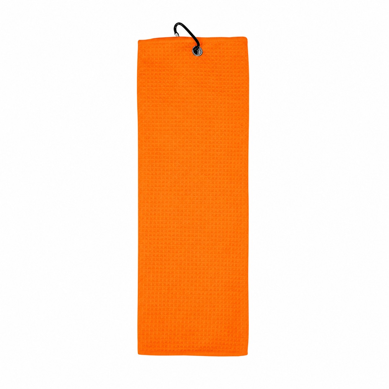 Waffle Golf Towel With Carabiner — Orange