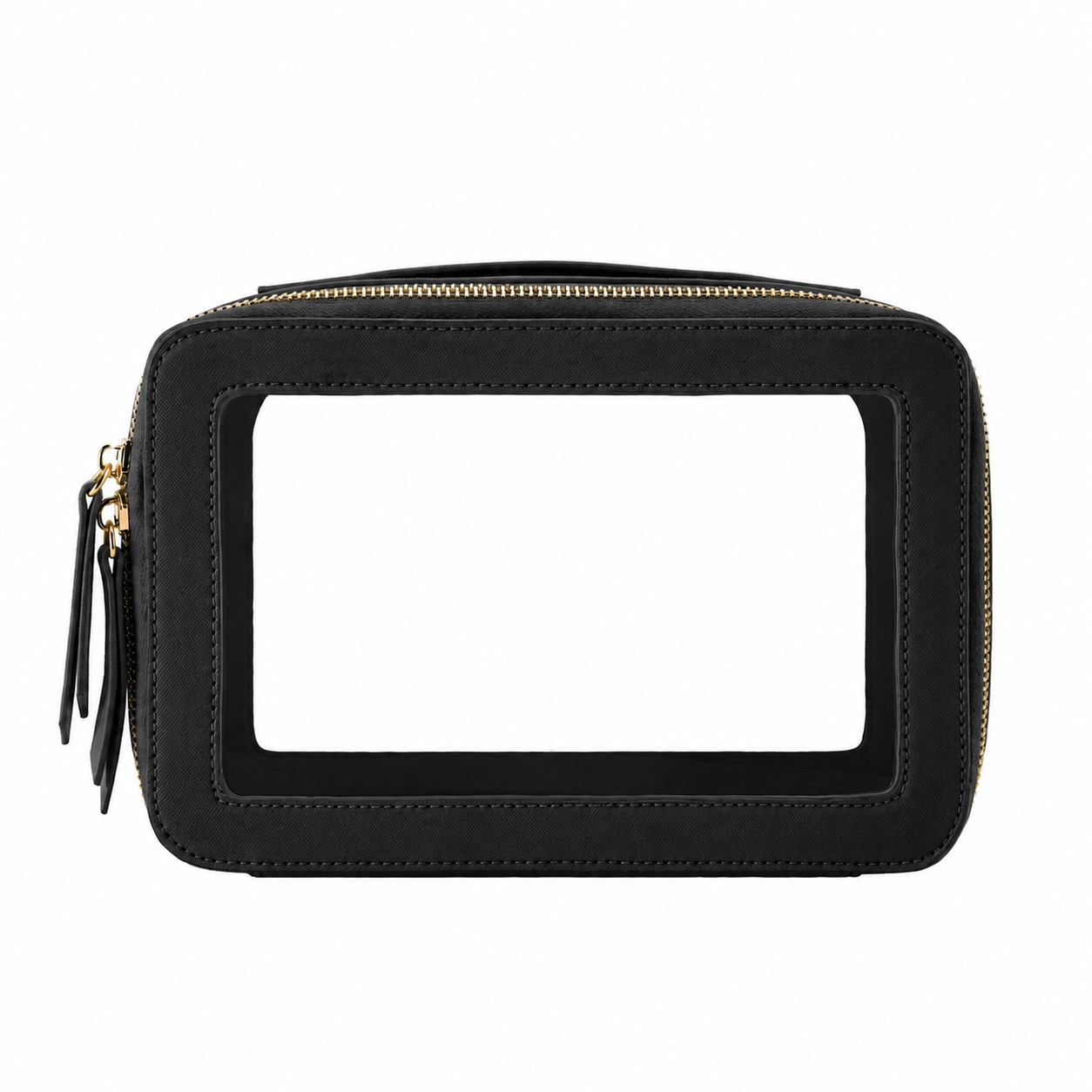 PU Leather Roomy Makeup Bag — Black