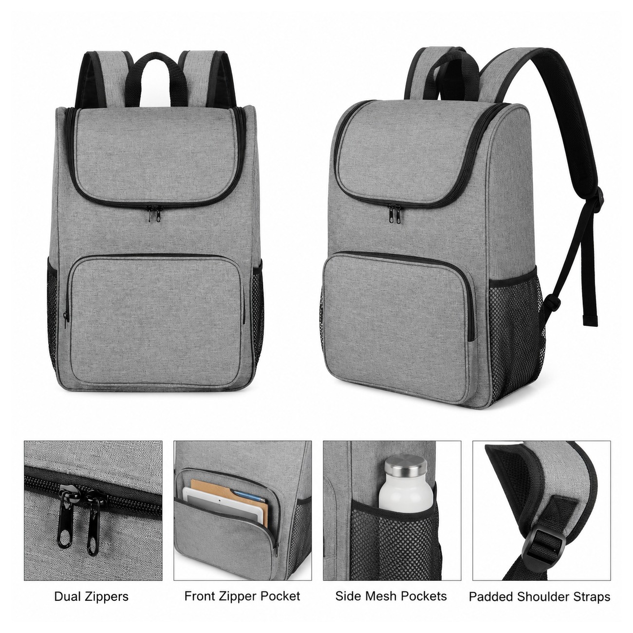 300D Polyester Zippered Storage Laptop Backpack